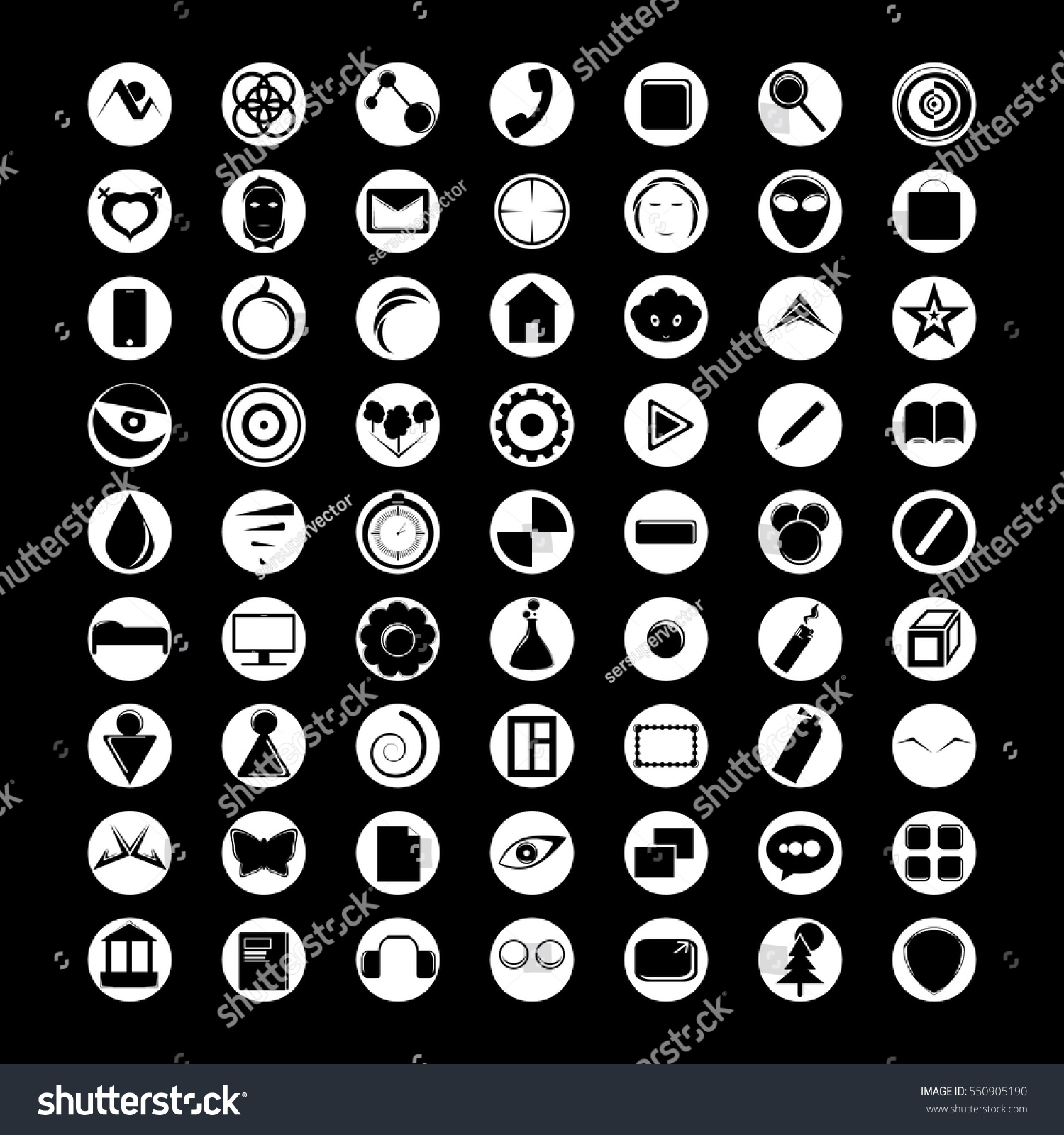 Different Iconswhiteblackfor Sites Stock Vector (Royalty Free ...