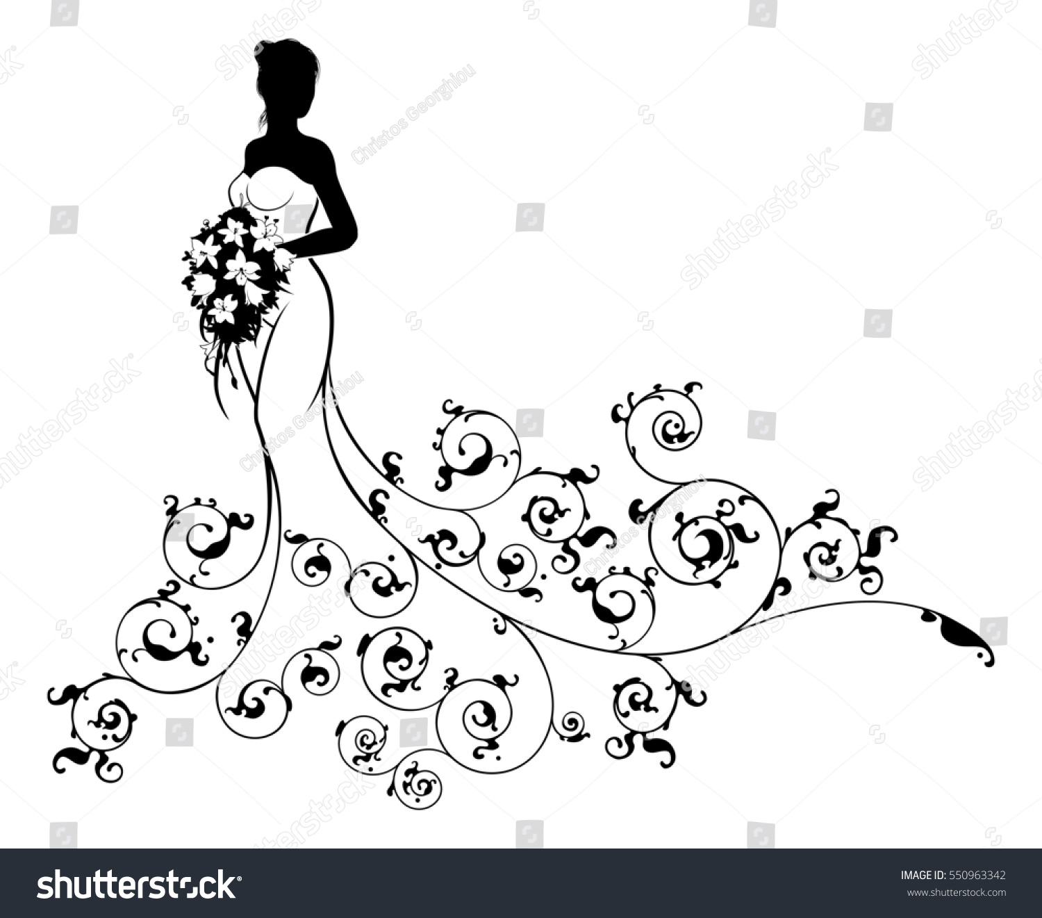 Bride Wedding Silhouette Design White Bridal Stock Illustration ...