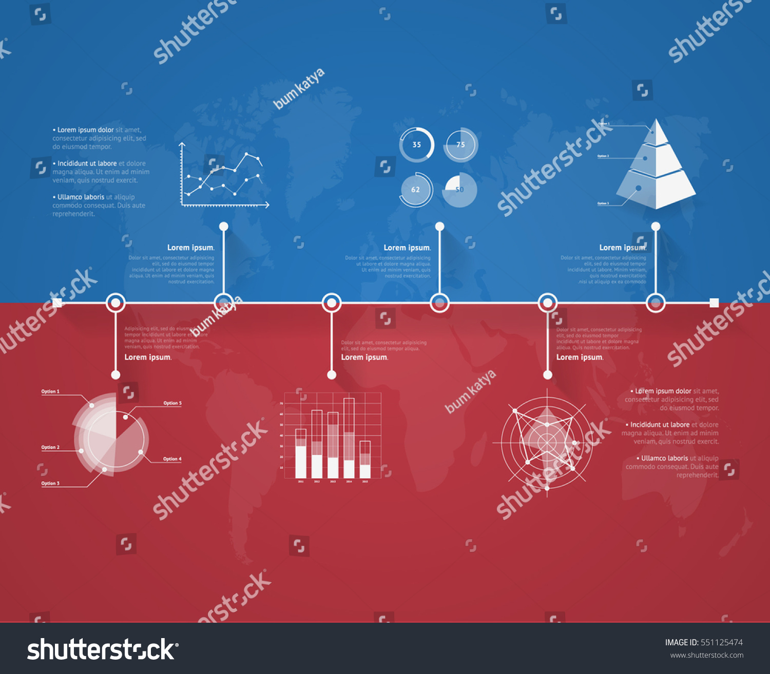 Timeline Infographic Unfocused Background Icons Set Stock Vector ...