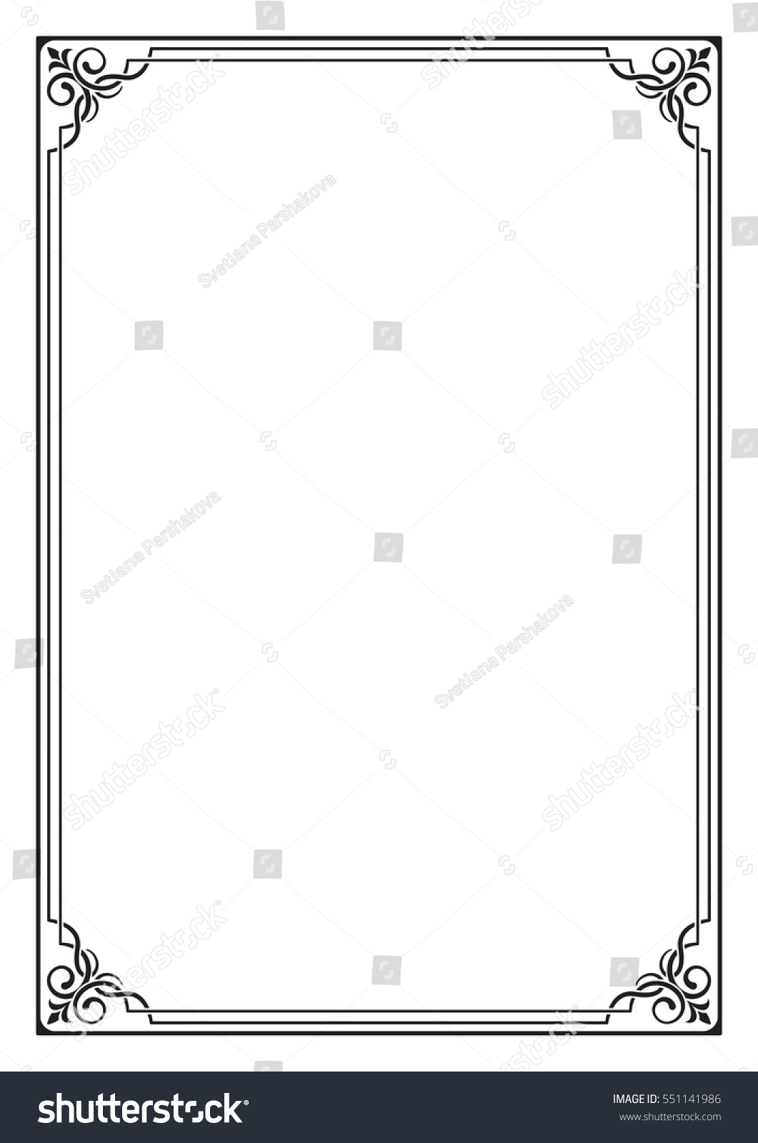 Ornate Black Square Frame Corners A4 Stock Vector (Royalty Free ...