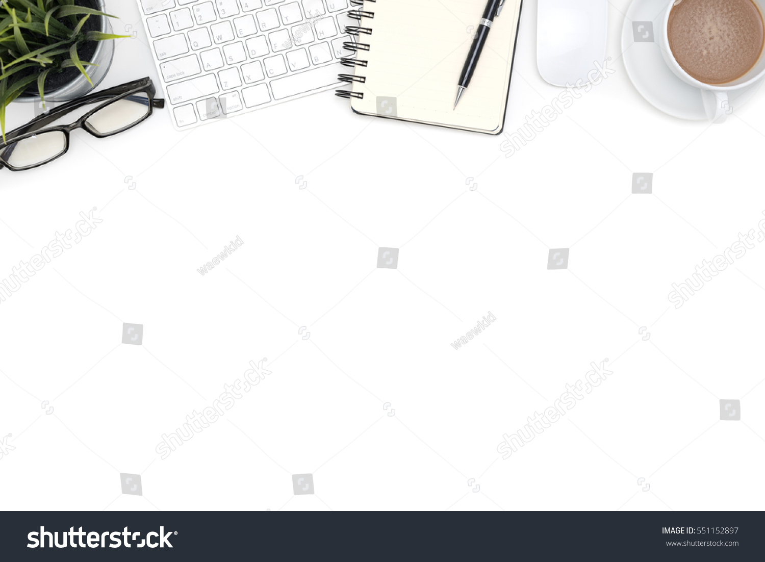 White Office Desk Table Computer Supplies Stock Photo 551152897 ...