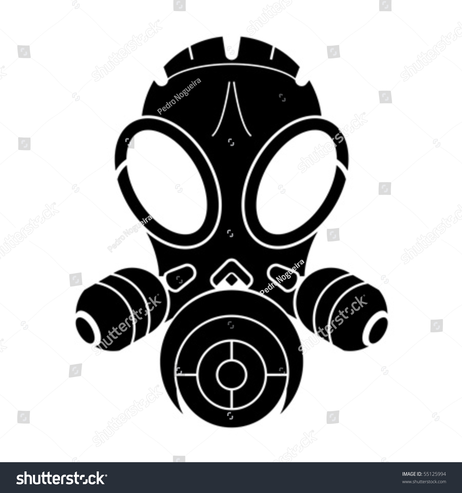 Gas Mask Stencil Isolated Over White Stock Vector (Royalty Free ...