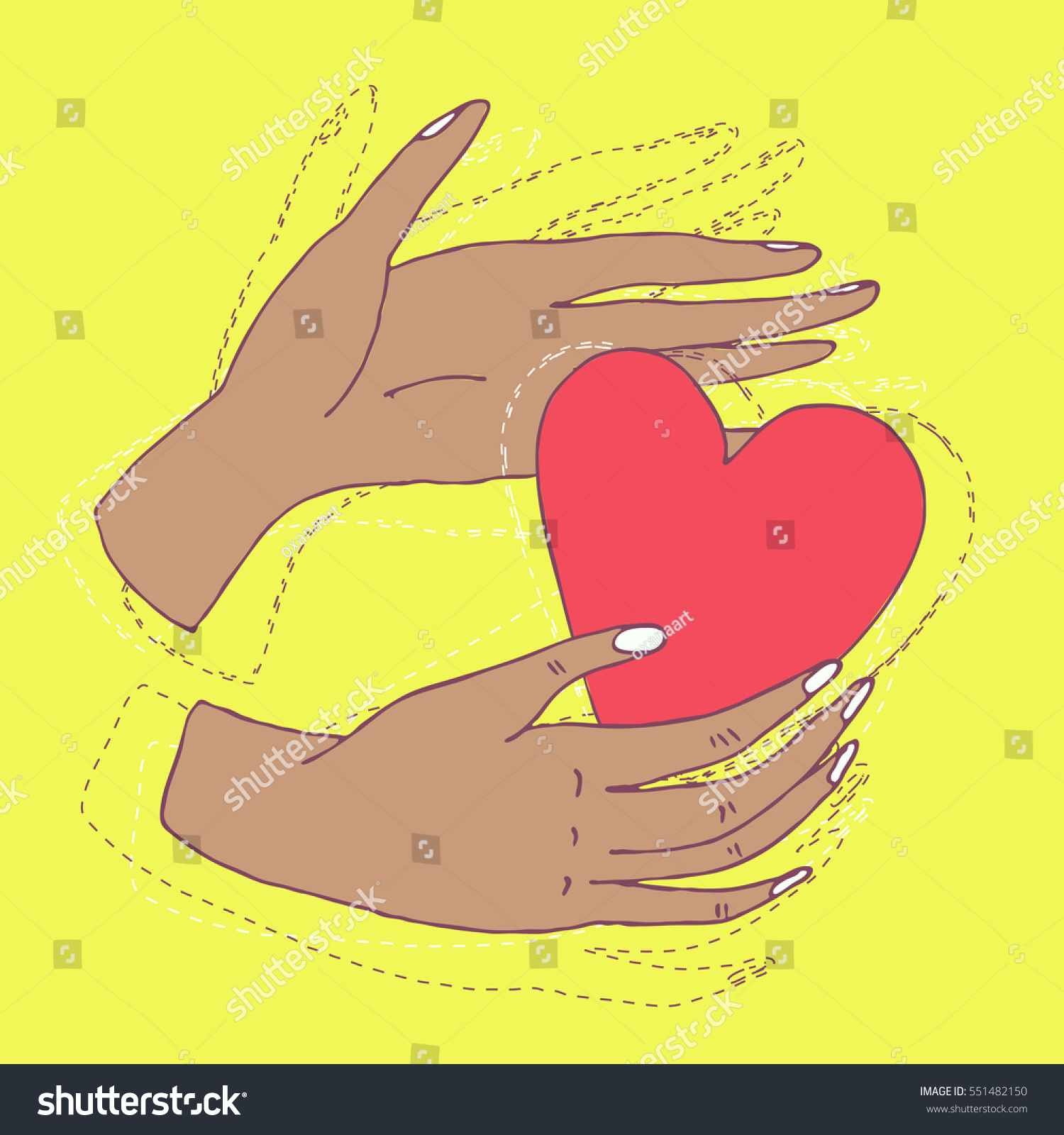 Hands Holding Red Heart Hand Drawn Stock Vector Royalty Free 551482150 Shutterstock 5554