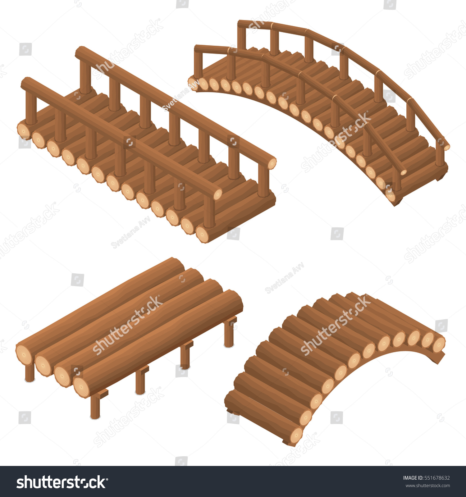 Деревянный мостик вектор