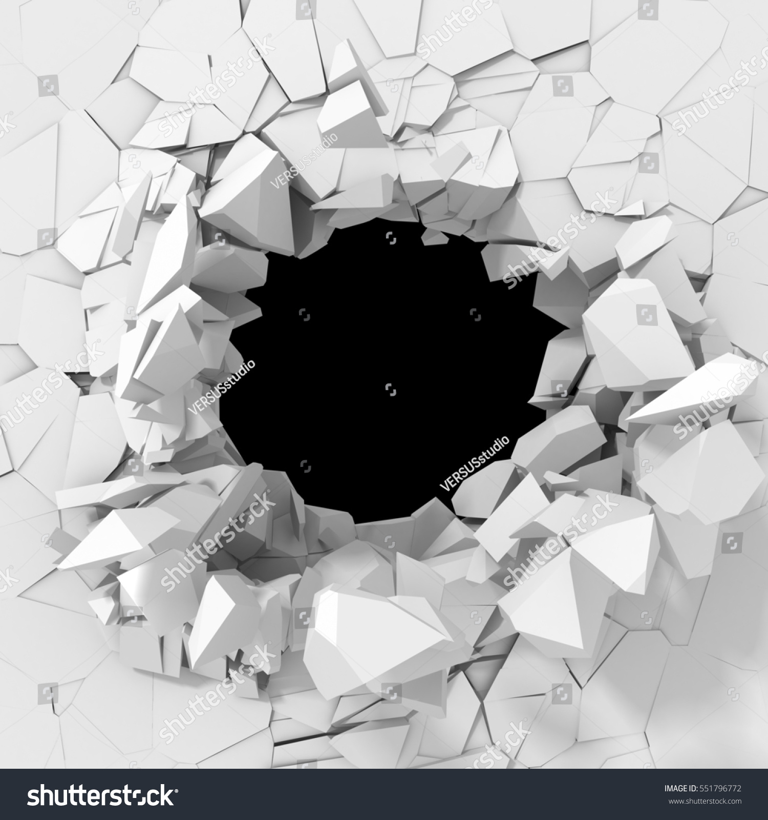 Dark Destruction Cracked Hole White Stone Stock Illustration 551796772 ...