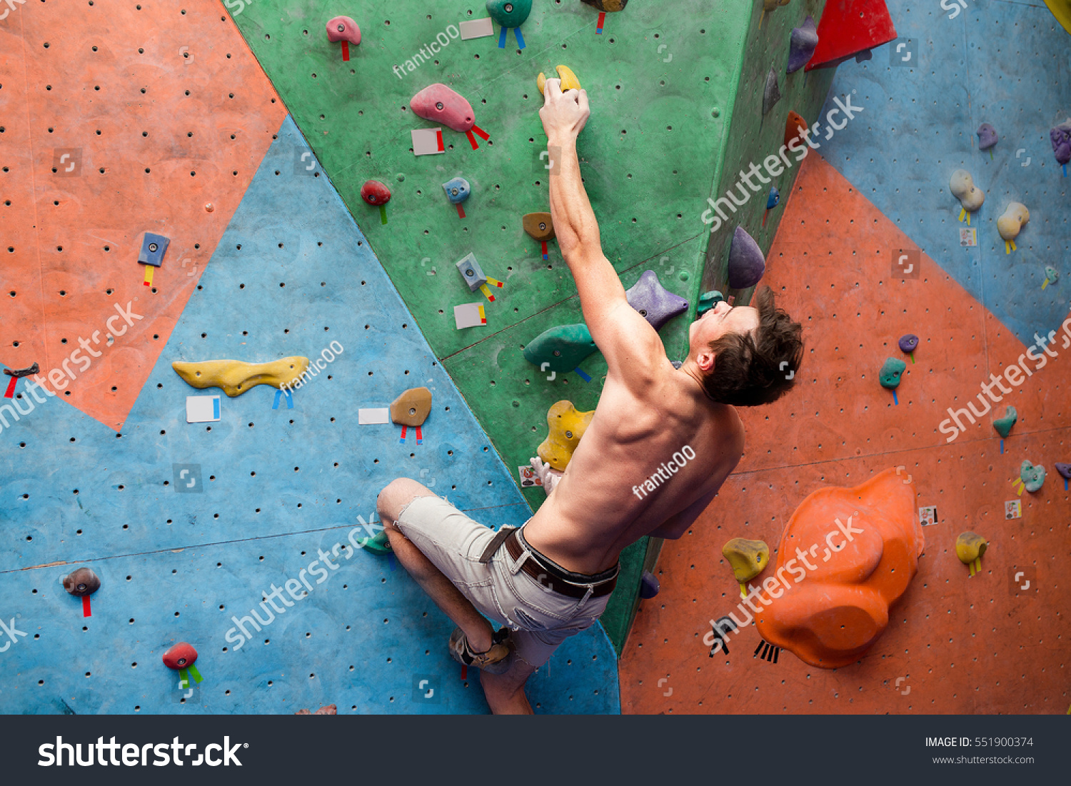Handsome Muscular Naked Shirtless Climber Gym Foto Stok Shutterstock