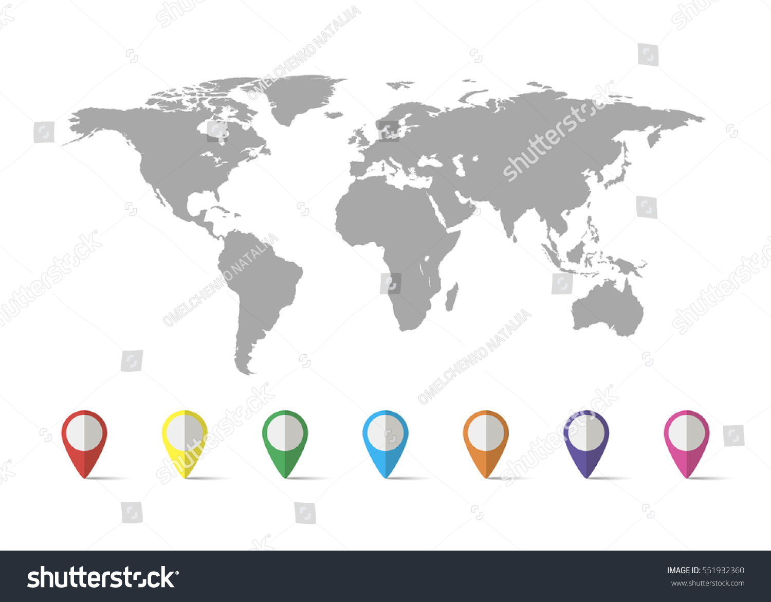 World Map Grey Colored On White Stock Vector (Royalty Free) 551932360 ...