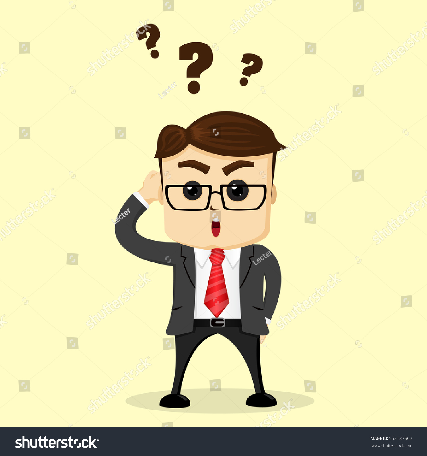 Vector Flat Illustration Businessman Scratching His Stock Vector ...