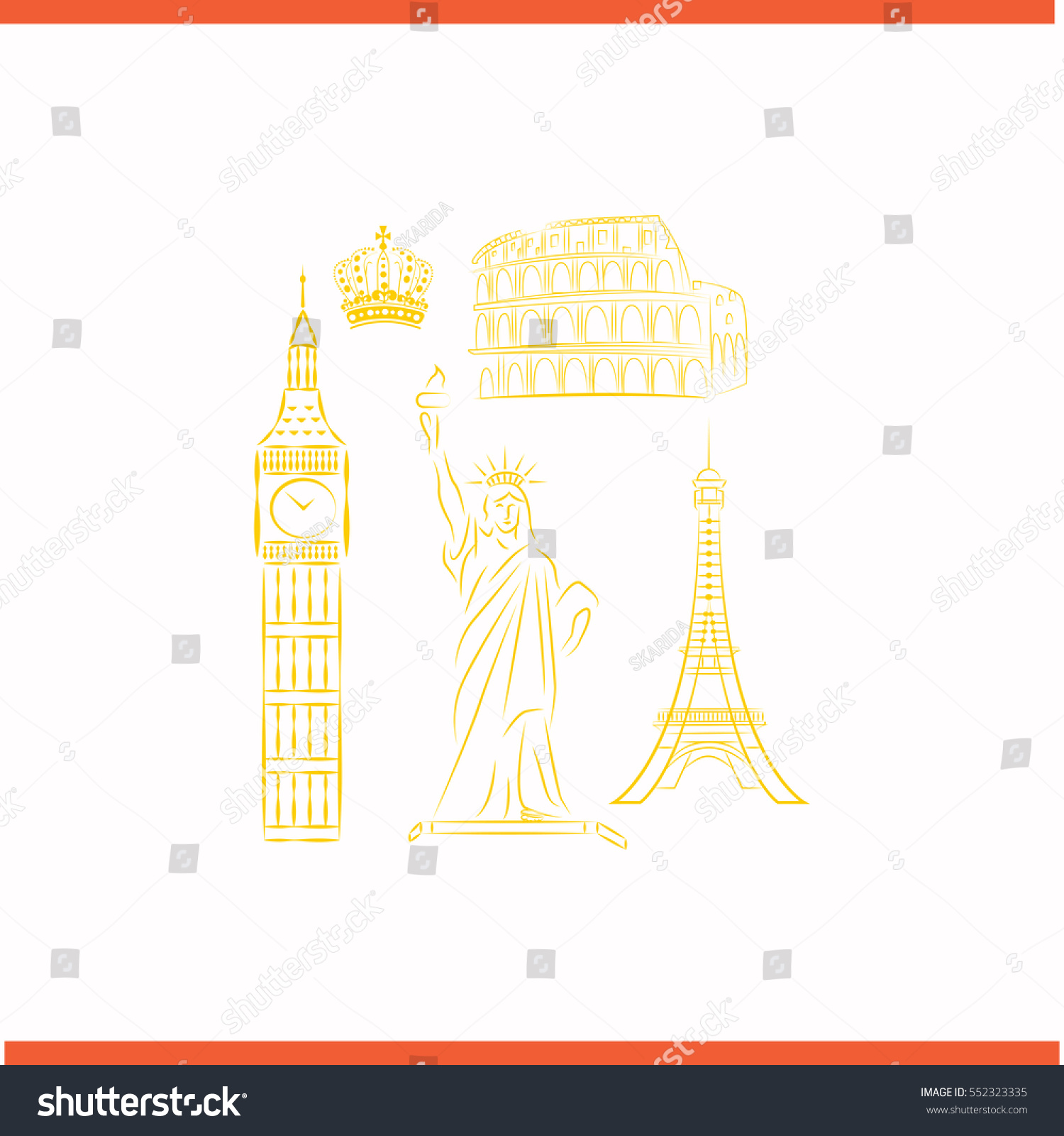 Tower Big Ben Statue Liberty Great Stock Vector (Royalty Free ...