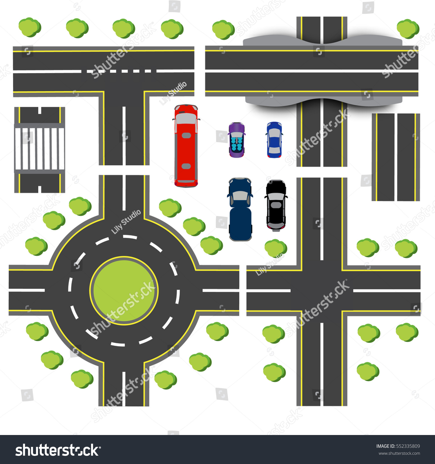 Set Design Transport Interchanges Intersections Different Stock ...