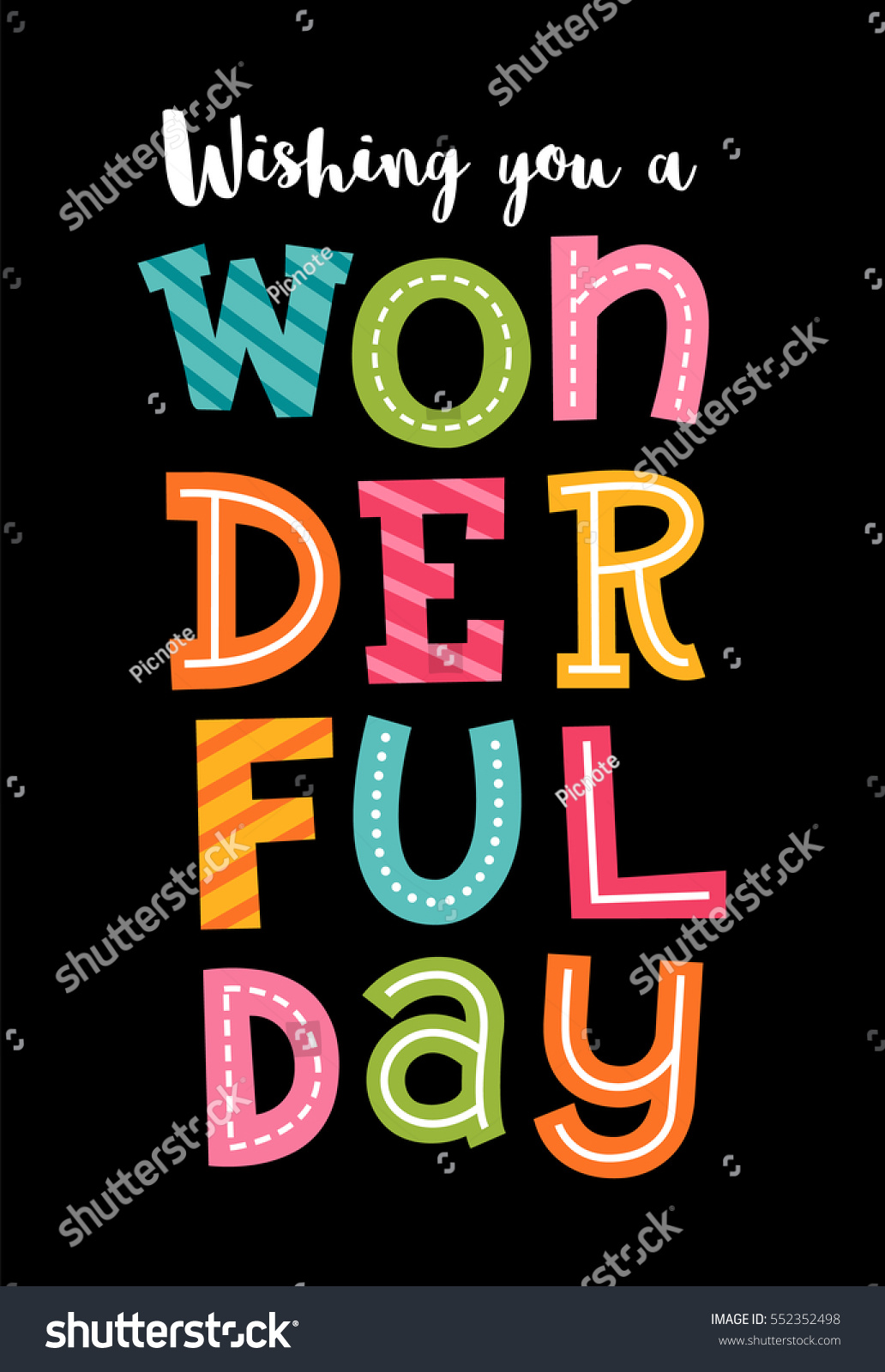 Wishing You Wonderful Day Typography Birthday Stock Vector (Royalty ...