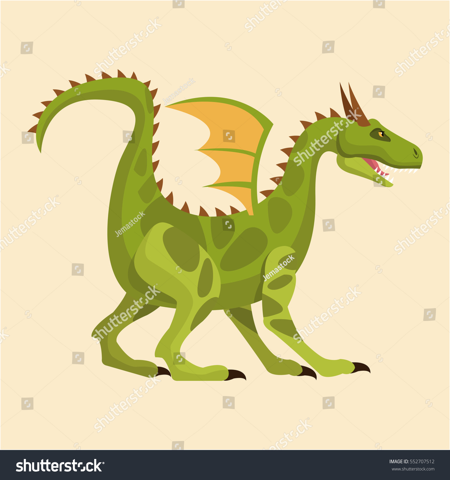 Green Big Dragon Wing Tale Stock Vector (royalty Free) 552707512 