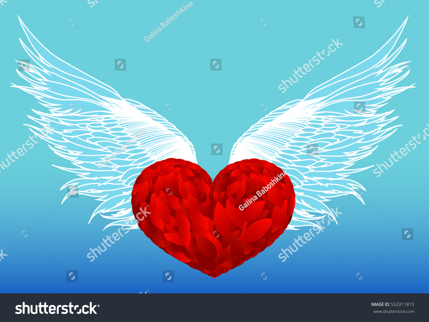 Design Red Heart Wings Vector Isolated Stock Vector Royalty Free 552911815 Shutterstock