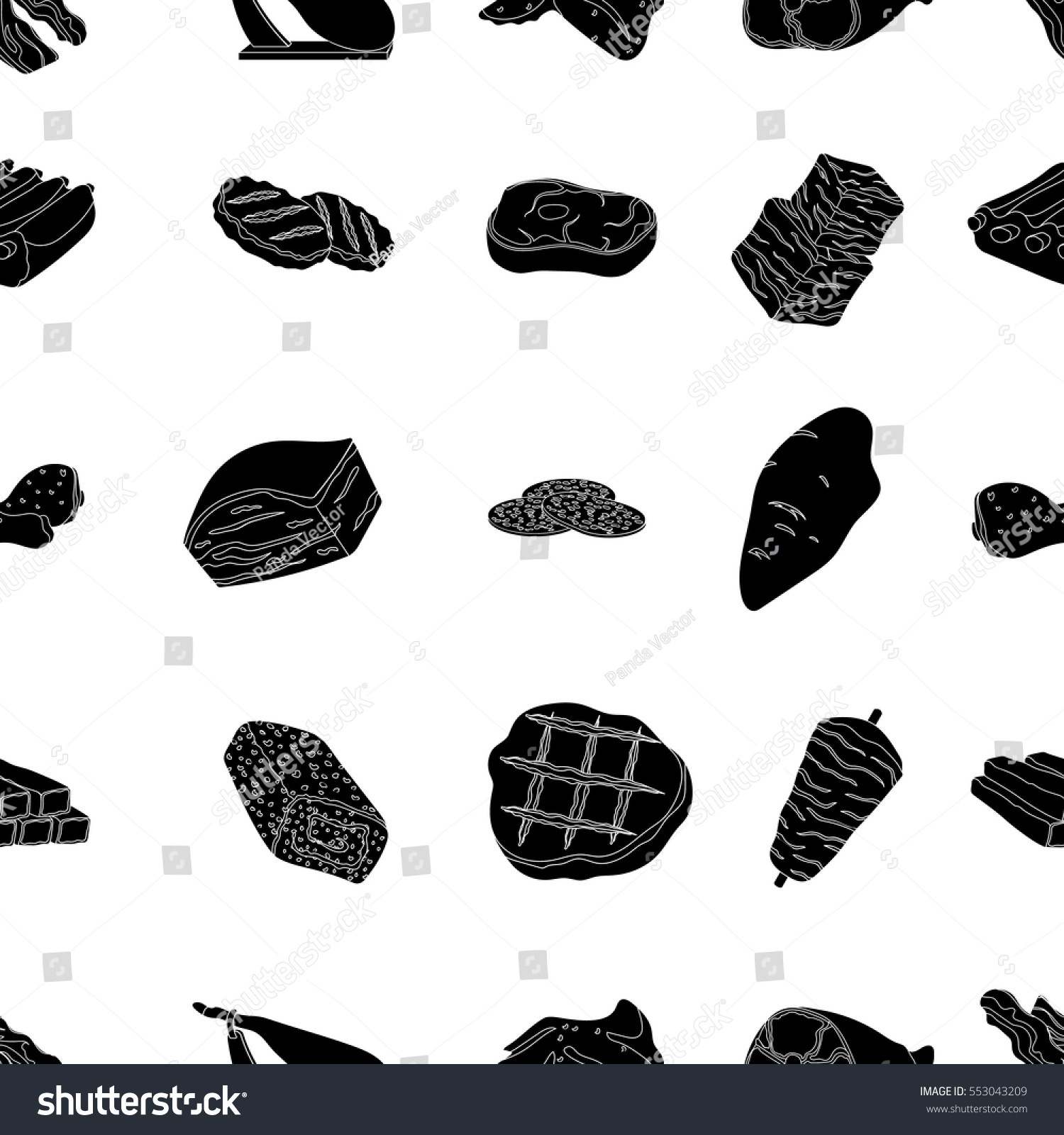 Meats Pattern Icons Black Style Big Stock Vector (Royalty Free ...