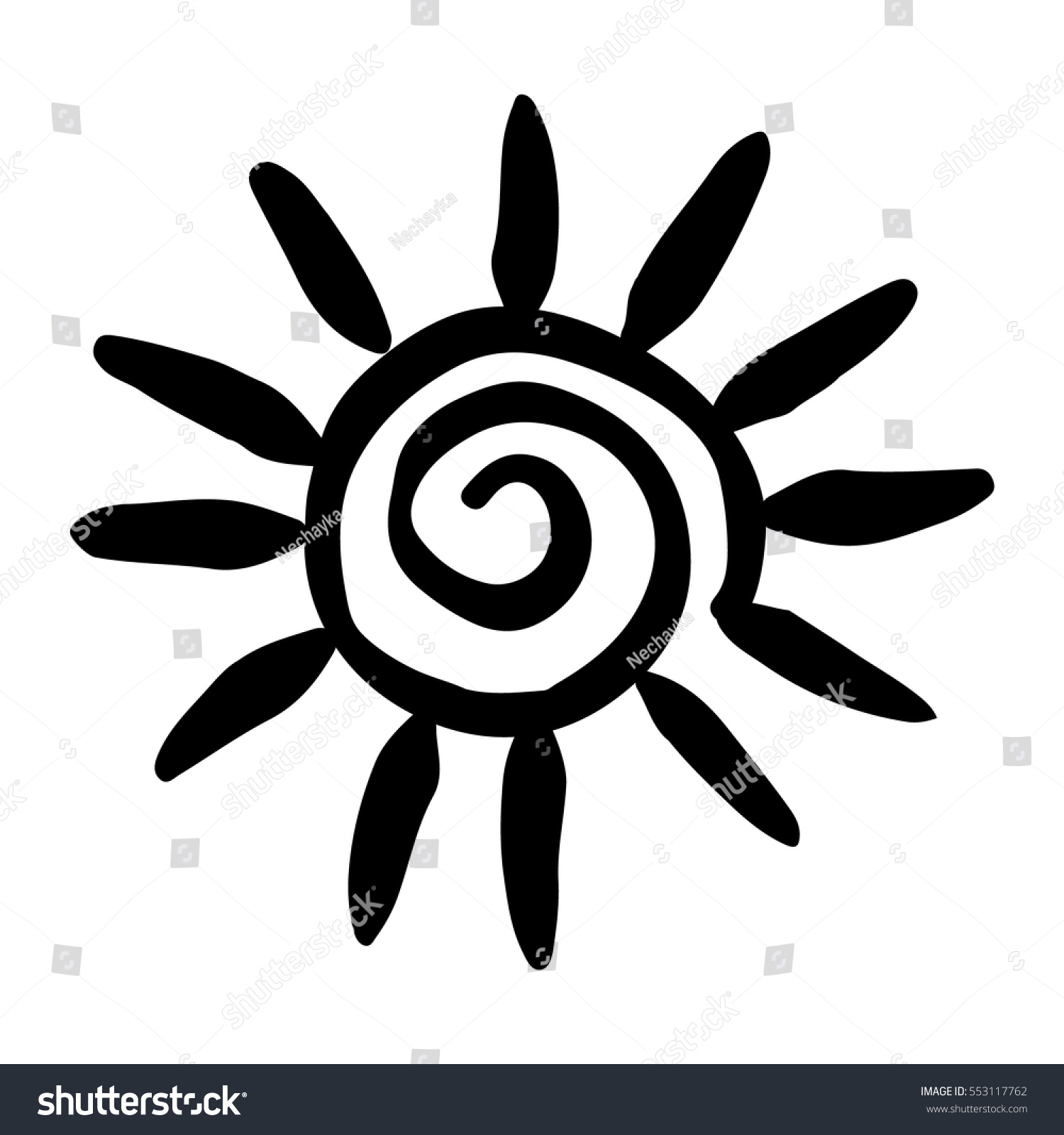Sun Symbol Hand Drawn Solar Sign Stock Vector (Royalty Free) 553117762 ...