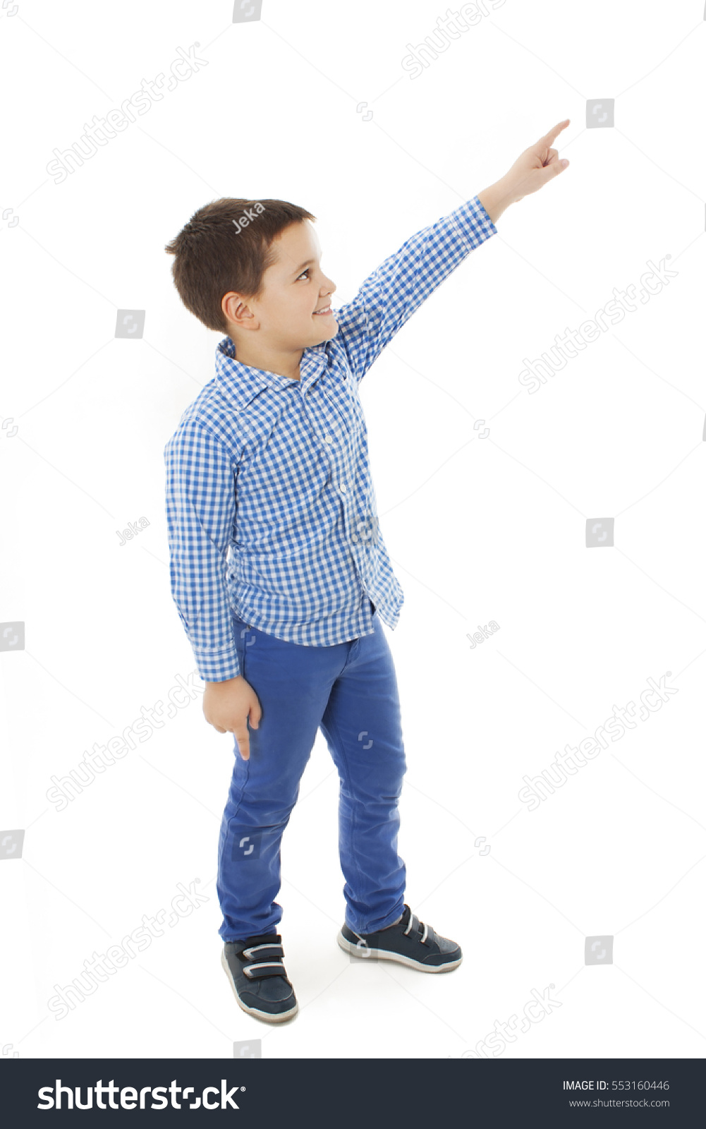 Little Boy Pointing Empty Copy Space Stock Photo 553160446 | Shutterstock