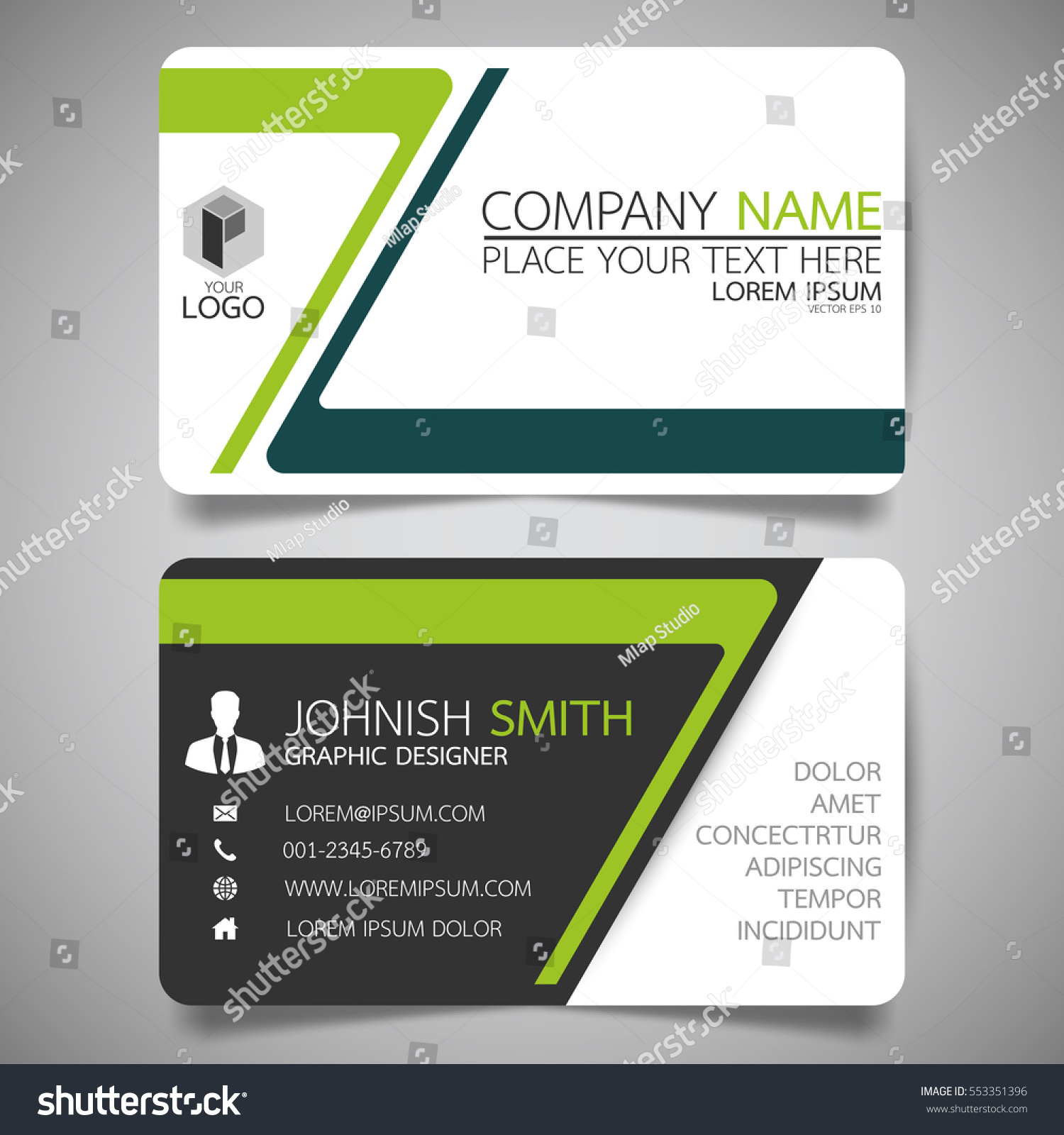 Green Modern Creative Business Card Name Stock Vector (Royalty Free ...