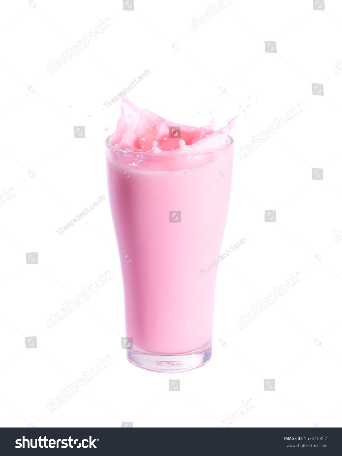 Splash Strawberry Milk Glass On Isolated Stock Photo 553640857 ...