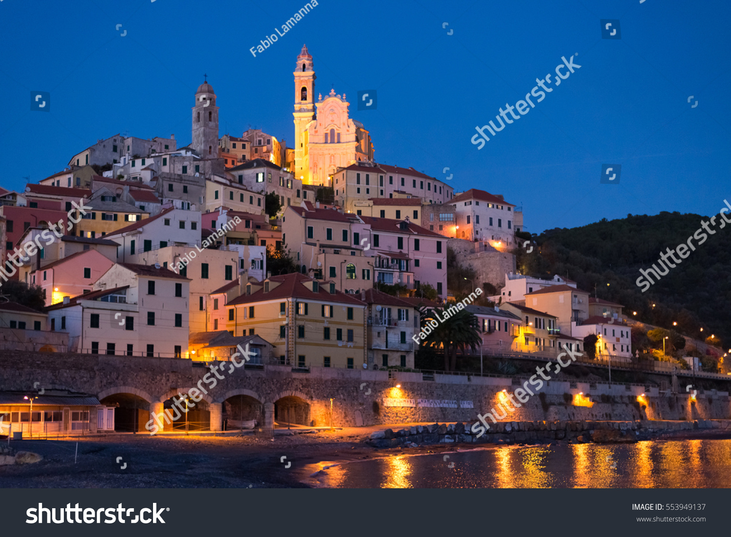 Historical Town Cervo Glowing Night Under Stock Photo 553949137 ...