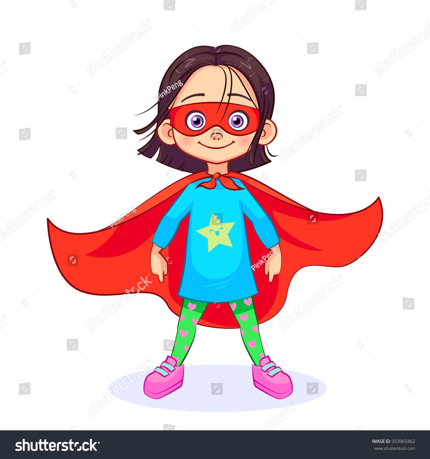 Brave Girl Superhero Costume Stands Firm Stock Vector Royalty Free