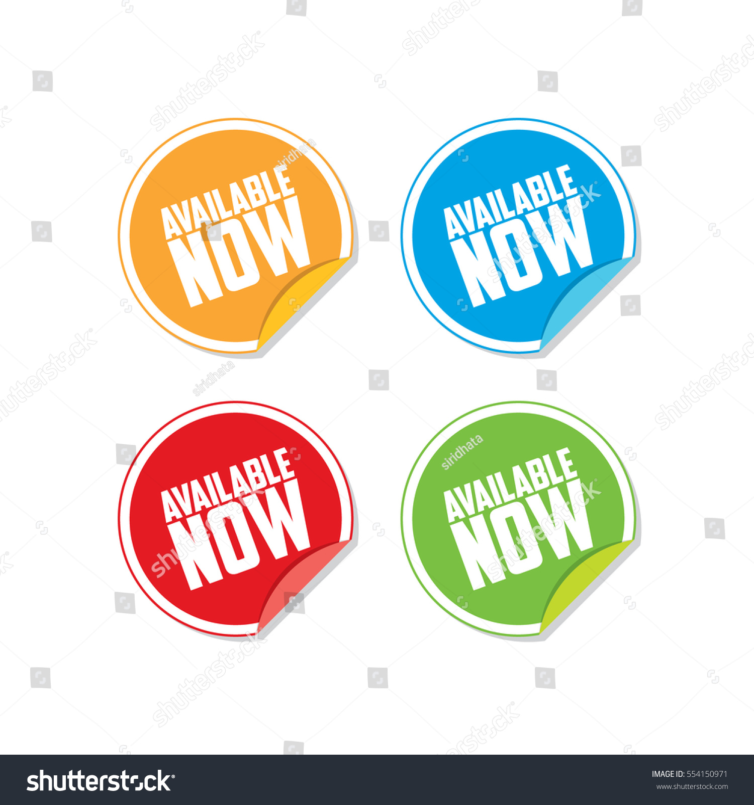 Colorful Available Now Sticker Labels Stock Vector (Royalty Free ...