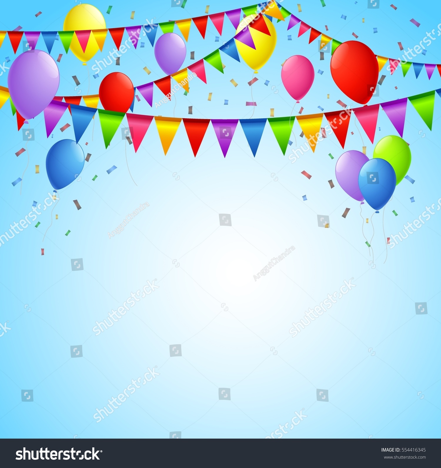 Happy Birthday Background Flags Balloon Stock Vector (royalty Free 