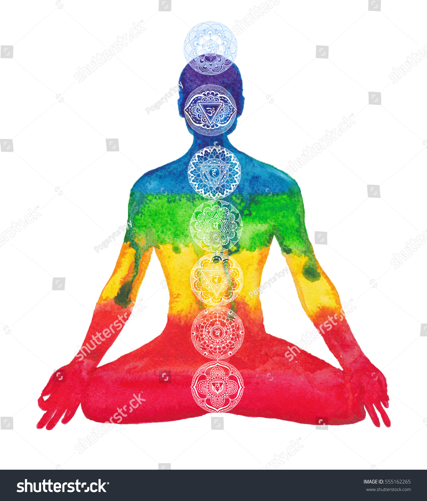 Silhouette Man Chakras On White Background Stock Illustration Shutterstock