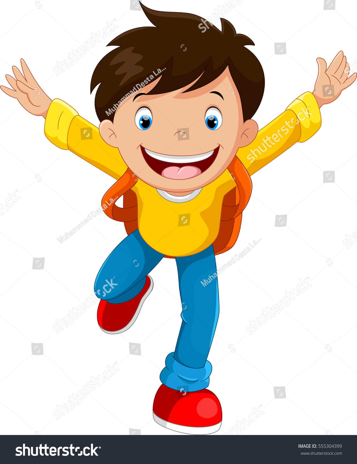 Happy School Boy Cartoon Stock Vector (Royalty Free) 555304399 ...