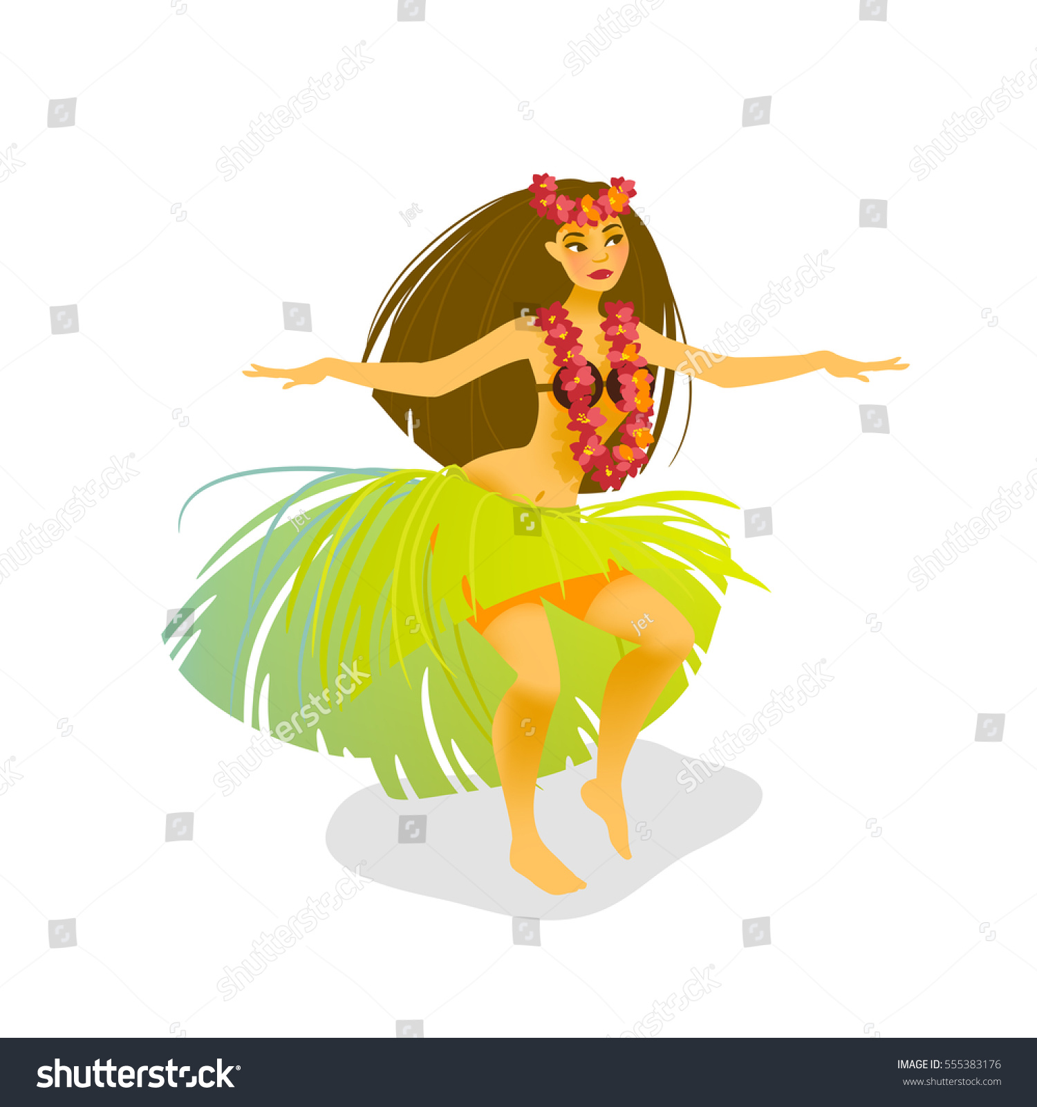 Illustration Hawaiian Hula Dancer Woman Dancing Stock Vector (Royalty ...