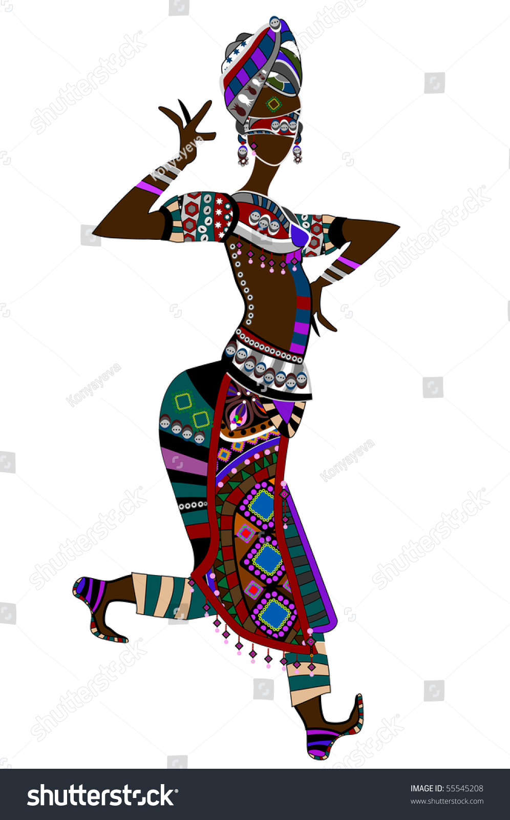 Woman Ethnic Style White Background Stock Vector (Royalty Free ...
