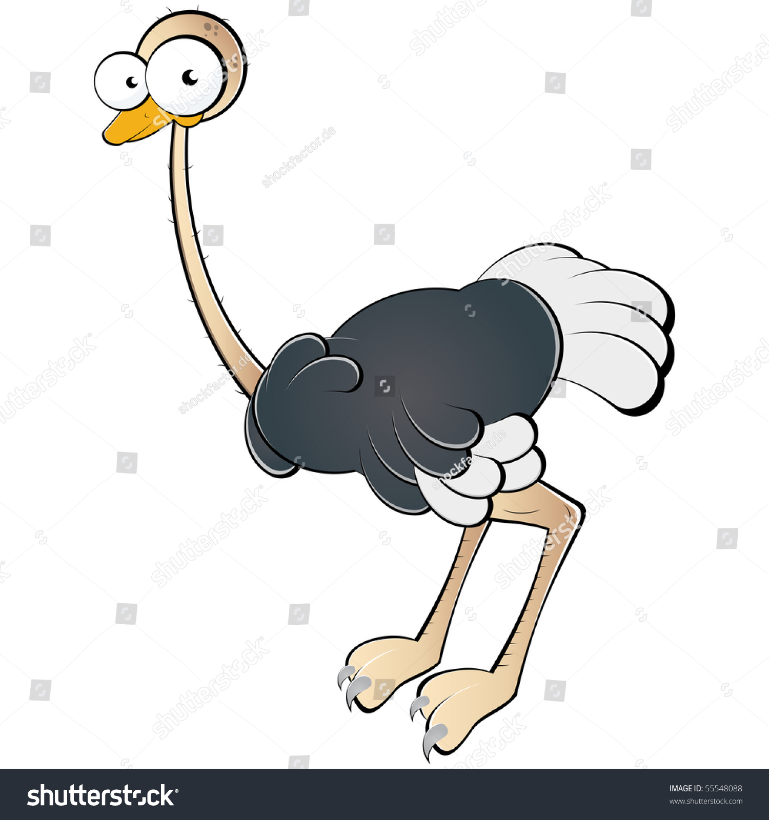 Мультяшный страус смешной