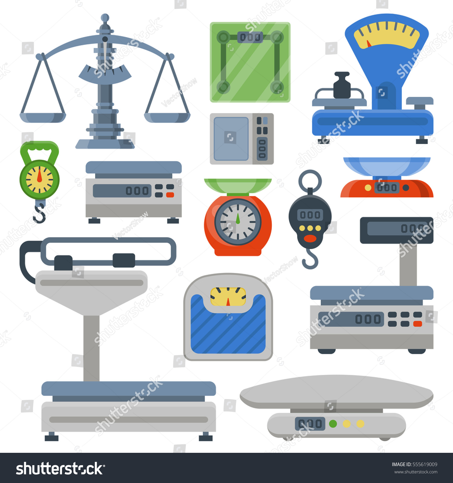 Weight Measurement Scales Balance Instrumentation Tools Stock Vector ...