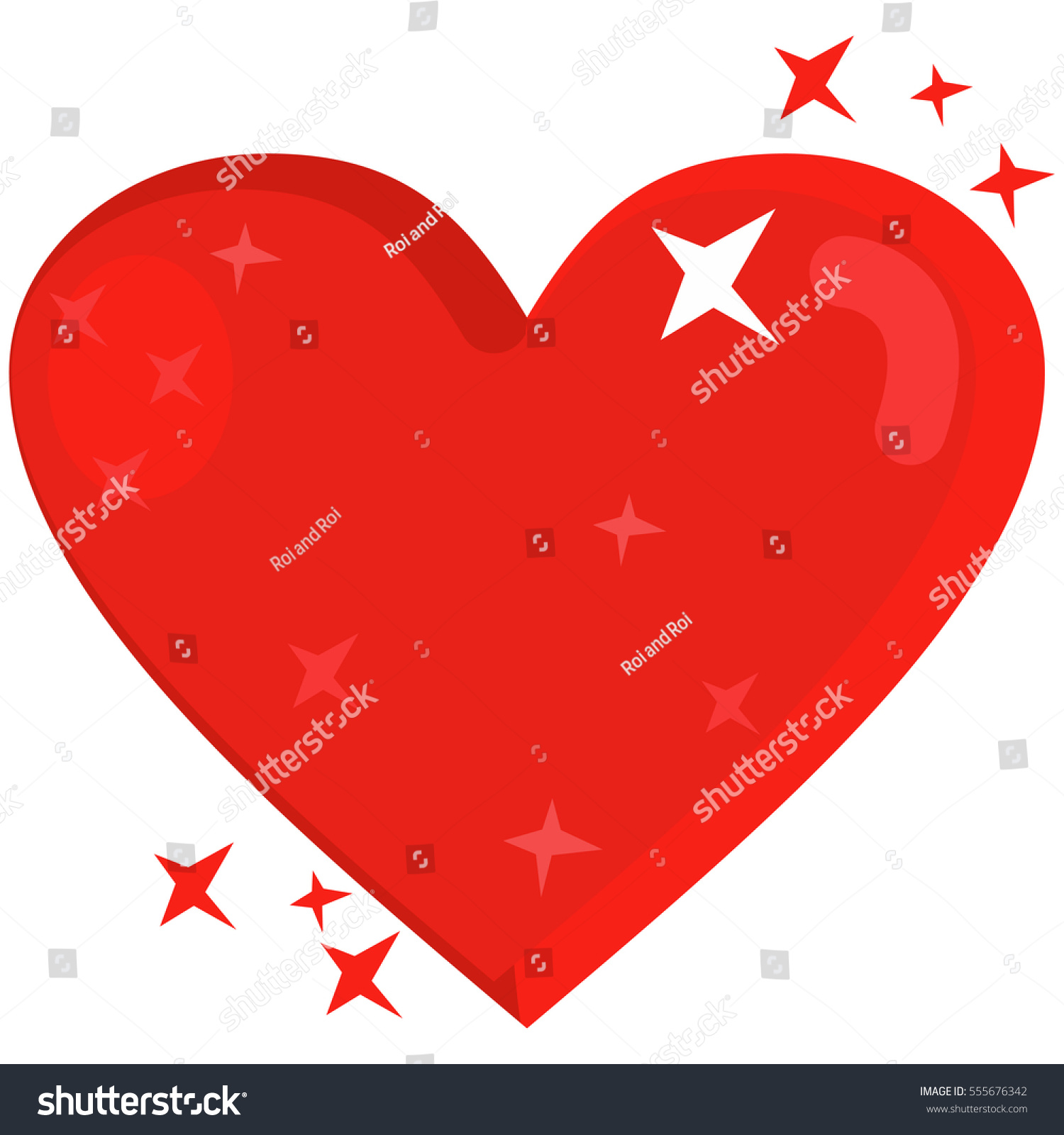 Red Heart Shining Stars Vector Cartoon Stock Vector (Royalty Free ...