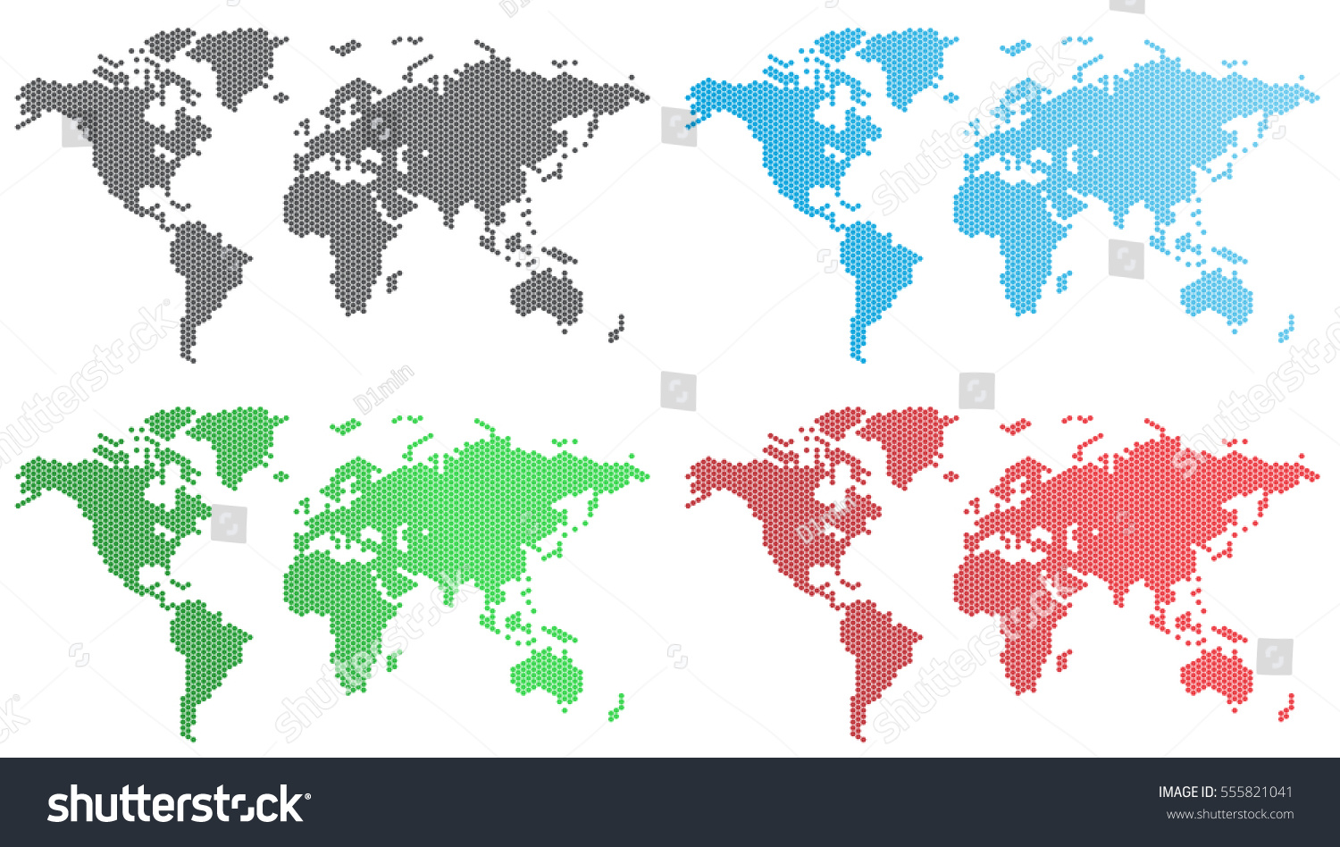 Set World Maps Hexagons Stock Vector (Royalty Free) 555821041 ...