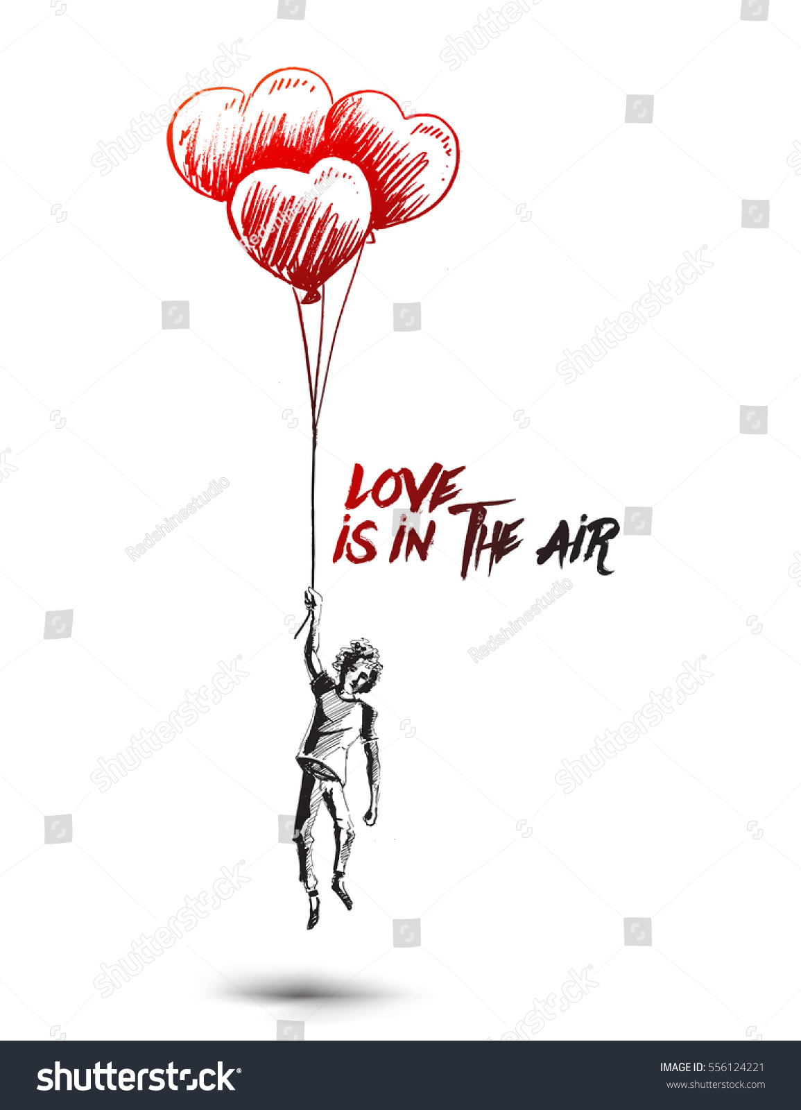 Young Boy Holding Heart Shape Balloon Stock Vector (Royalty Free ...