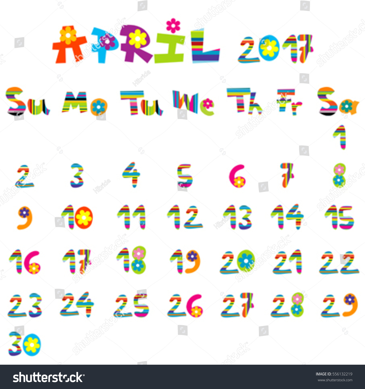 cute-april-2017-calendar-kids-stock-vector-royalty-free-556132219