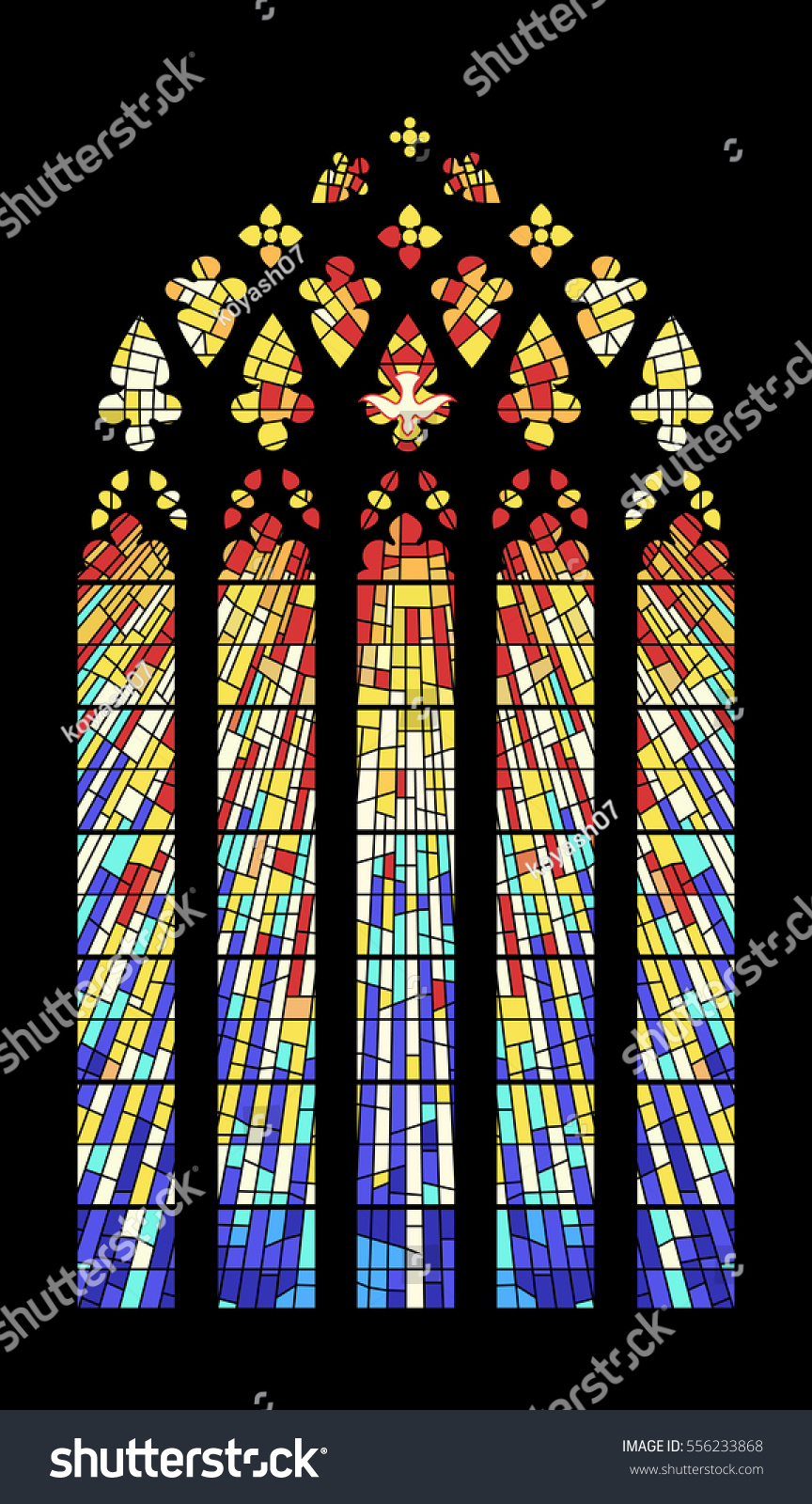 Vector Stainedglass Window Ancient Cathedral Temple Stock Vector ...