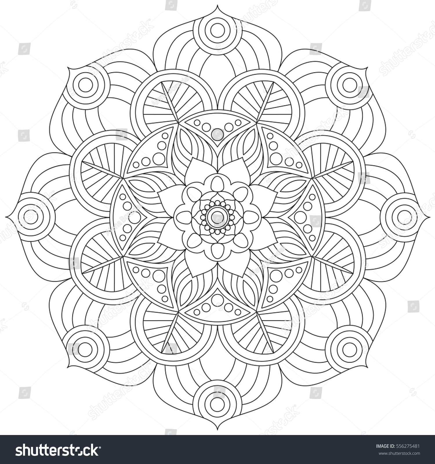 Oriental Pattern Traditional Round Coloring Ornament Stock Vector ...