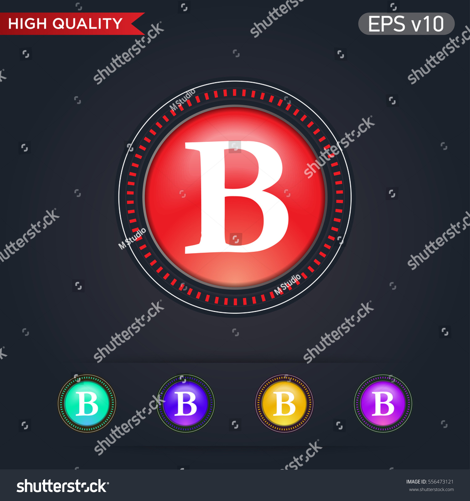 Colored Icon Button B Letter Symbol Stock Vector (Royalty Free ...