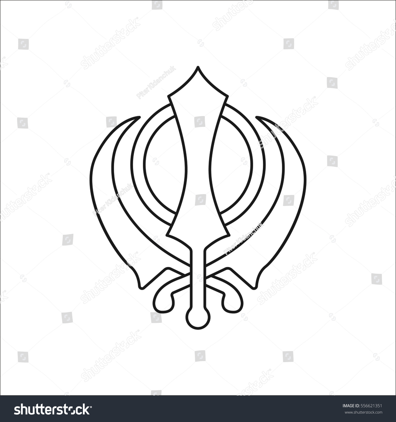 Sikhism Religion Khanda Symbol Sign Line Stock Vector (Royalty Free ...