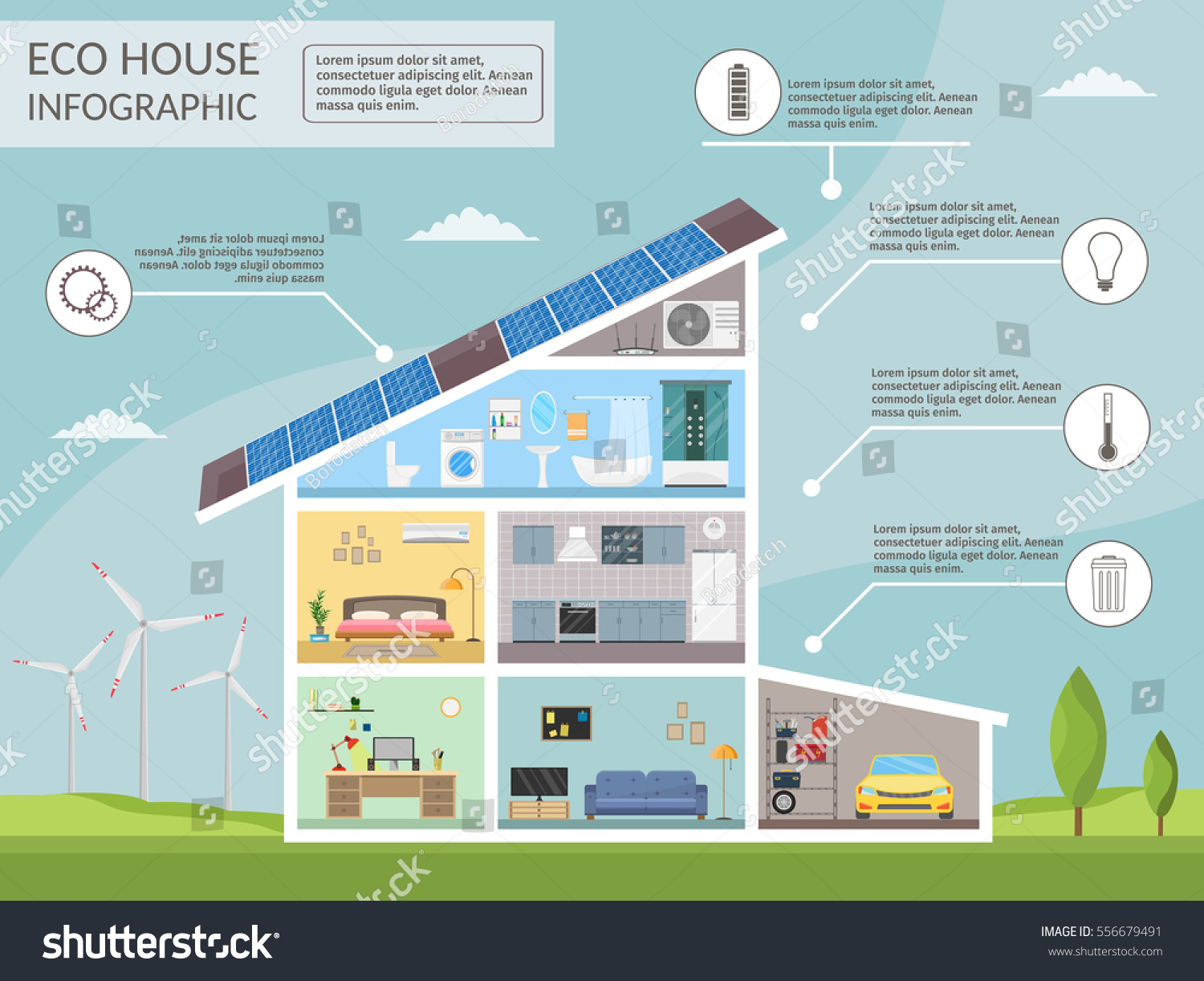 Ecology Home Infographic Concept Technology System Stock Vector ...