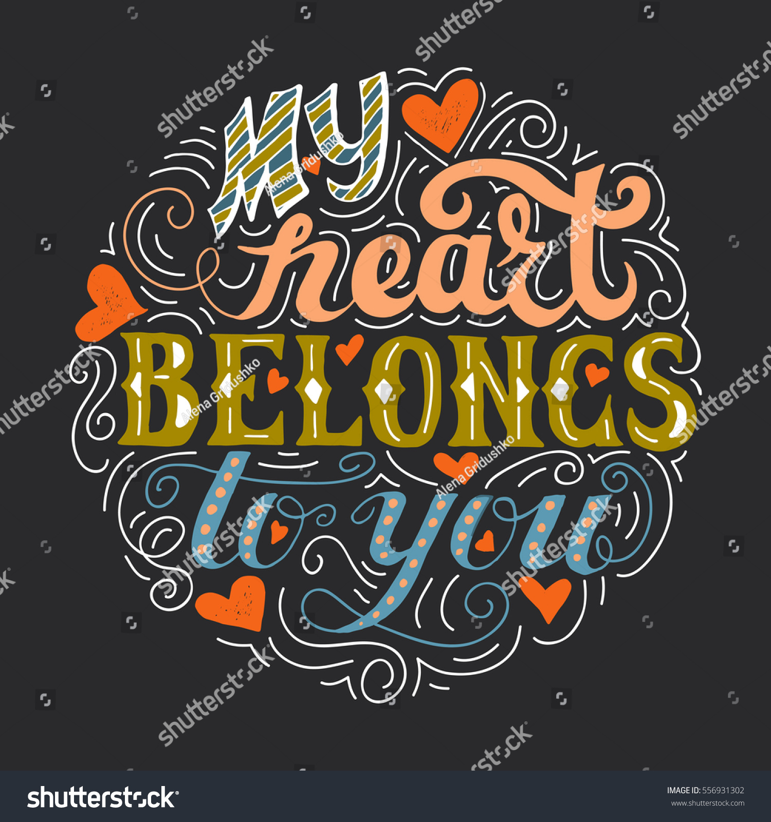 My Heart Belongs You Hand Drawn Stock Vector (Royalty Free) 556931302 ...