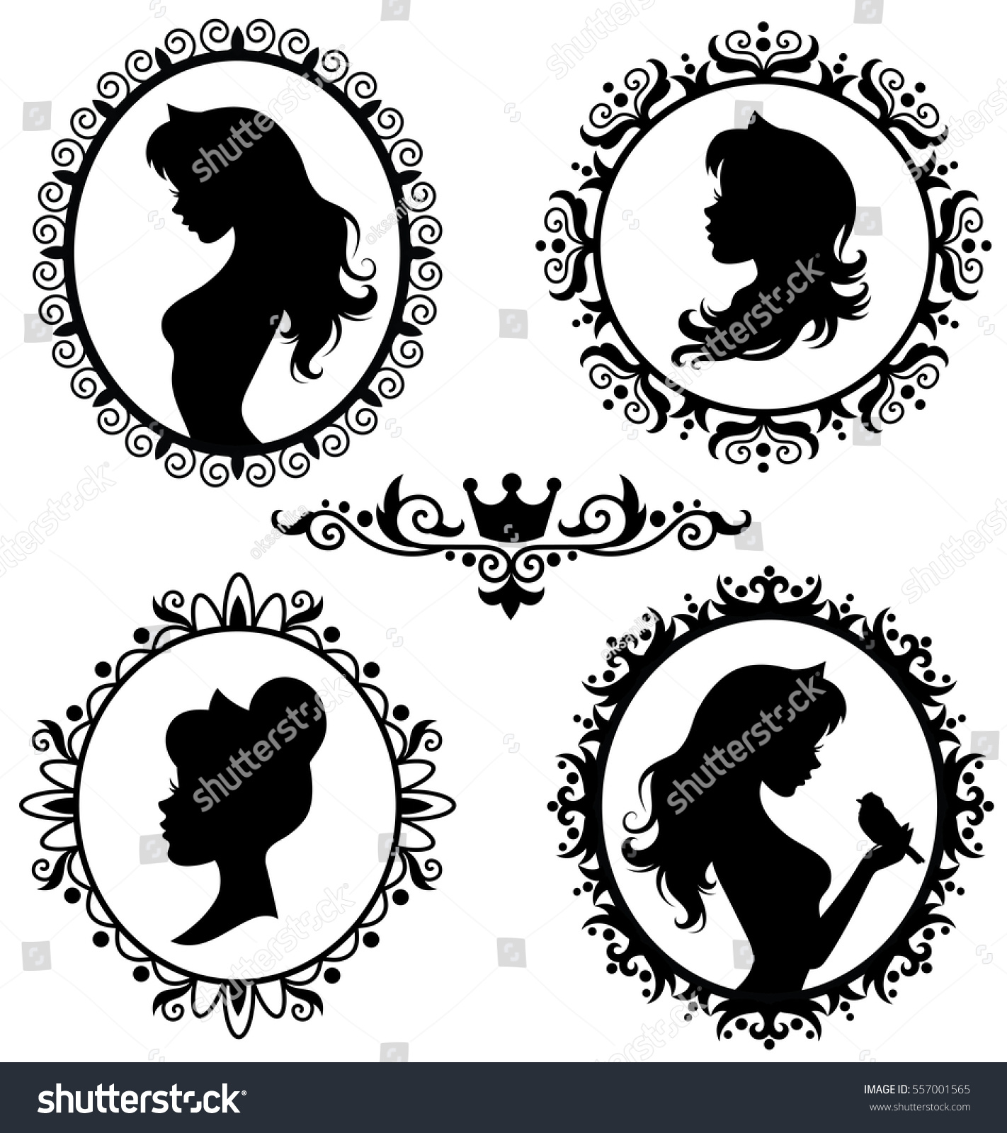 Set Silhouettes Princess Isolated On White Stock Vector Royalty Free 557001565 Shutterstock 