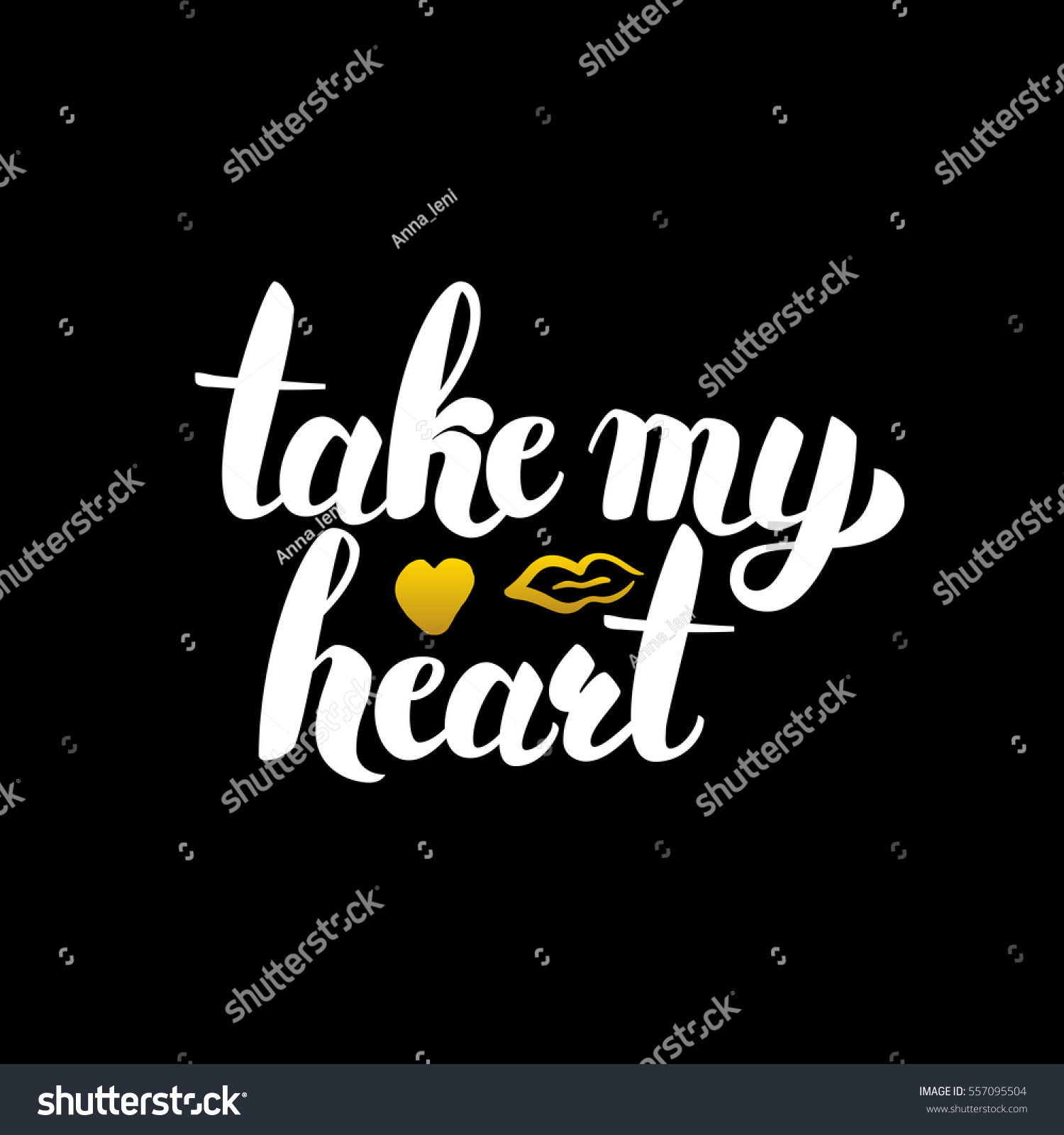 Take My Heart Handwritten Calligraphy Vector: เวกเตอร์สต็อก (ปลอดค่า ...