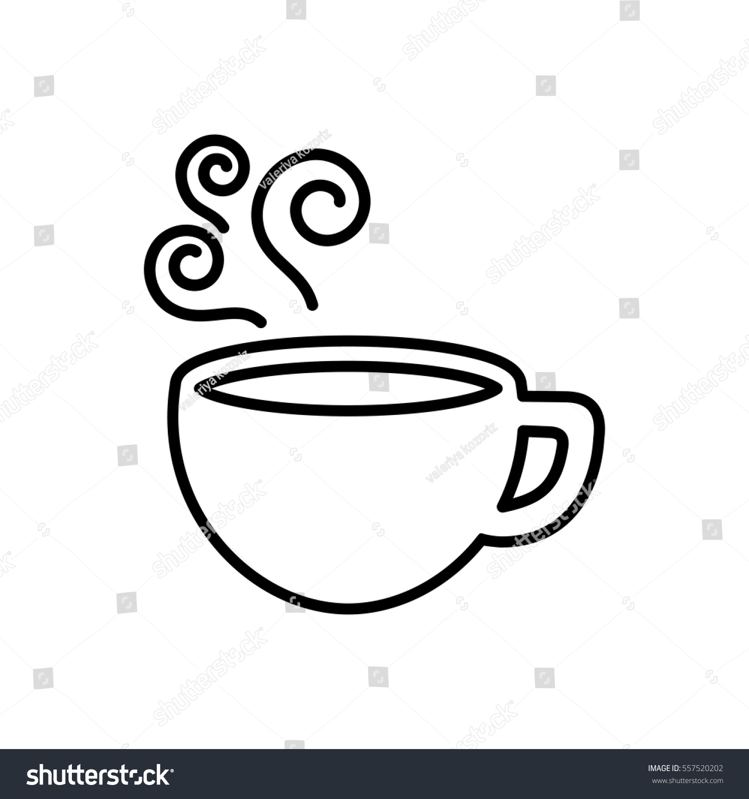 Cup Coffee Tea Steam Line Icon Stock Vector (Royalty Free) 557520202 Shutte...