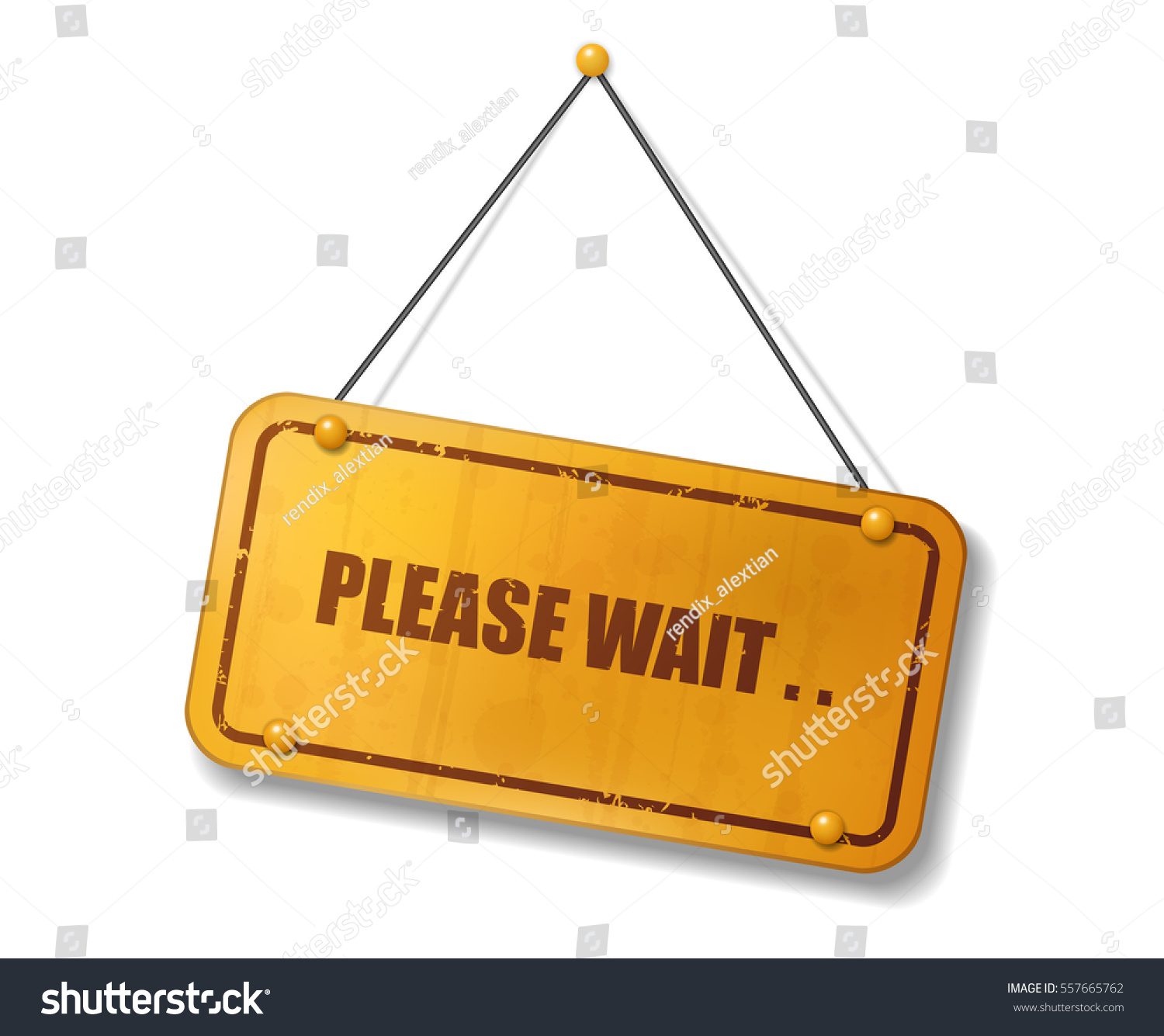 Vintage Old Gold Sign Please Wait Stock Illustration 557665762 ...