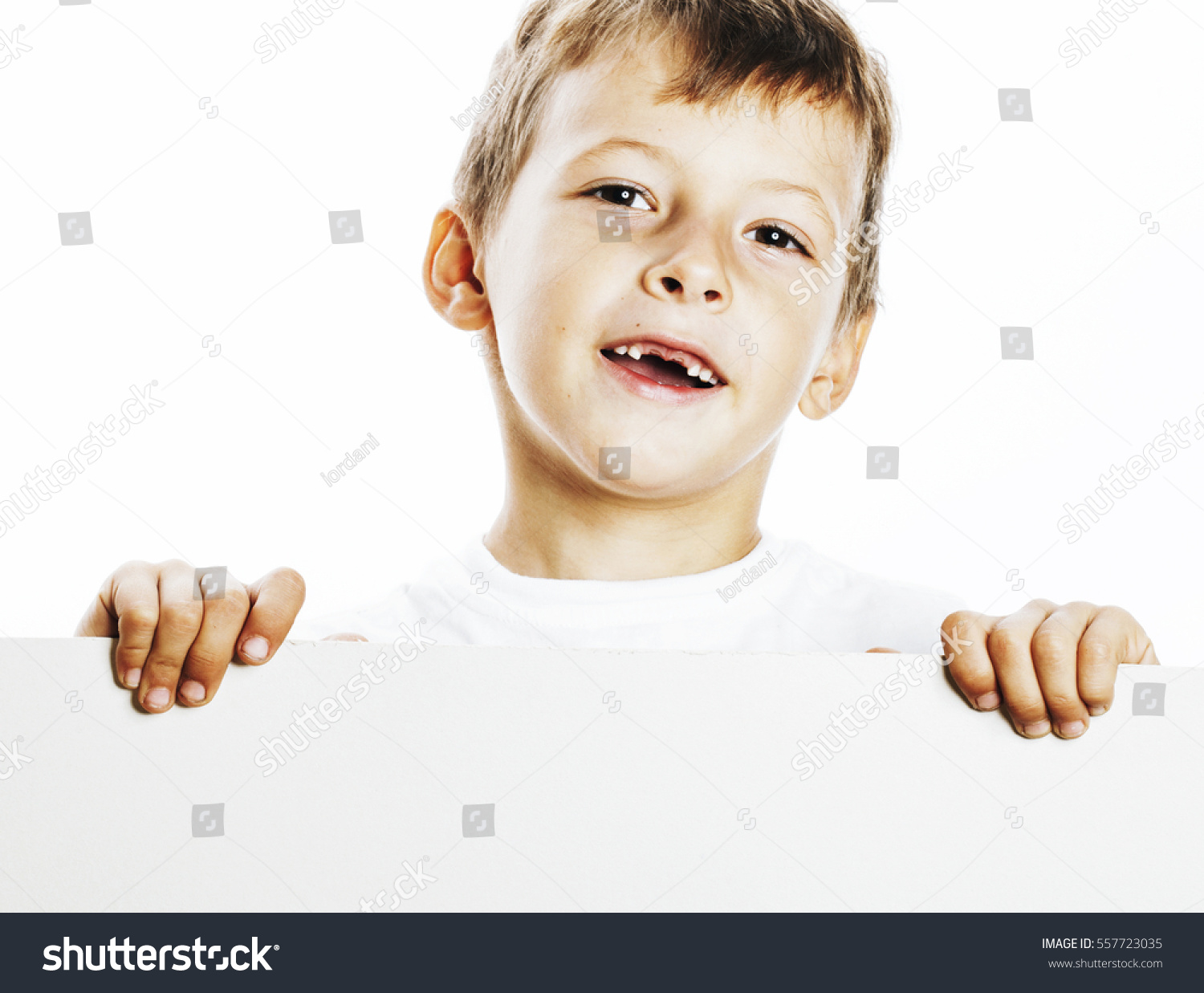 Little Cute Boy Holding Empty Shit Stock Photo 557723035 | Shutterstock