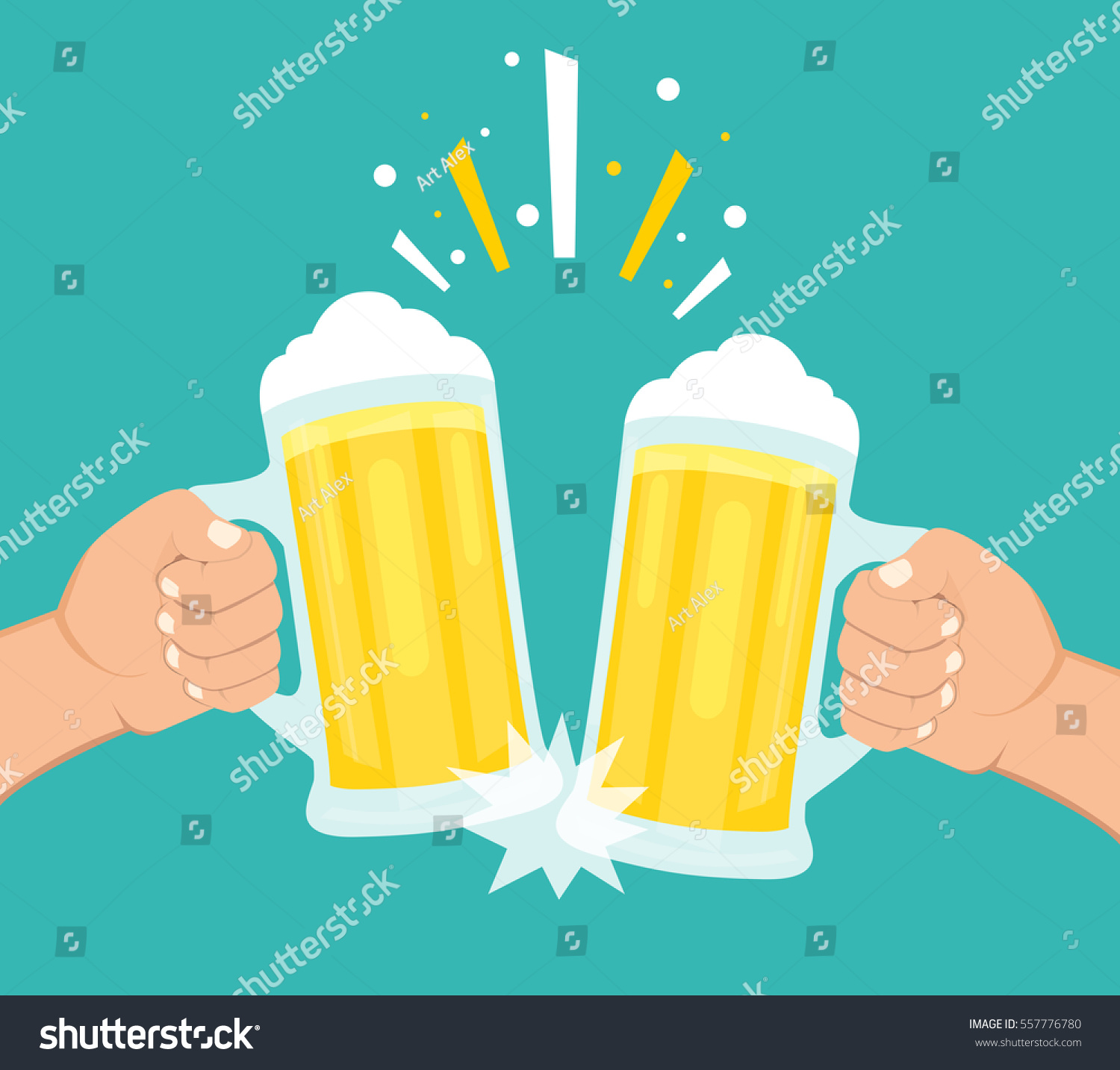 Two Hands Holding Beer Glasses Concept Stock Vector Royalty Free