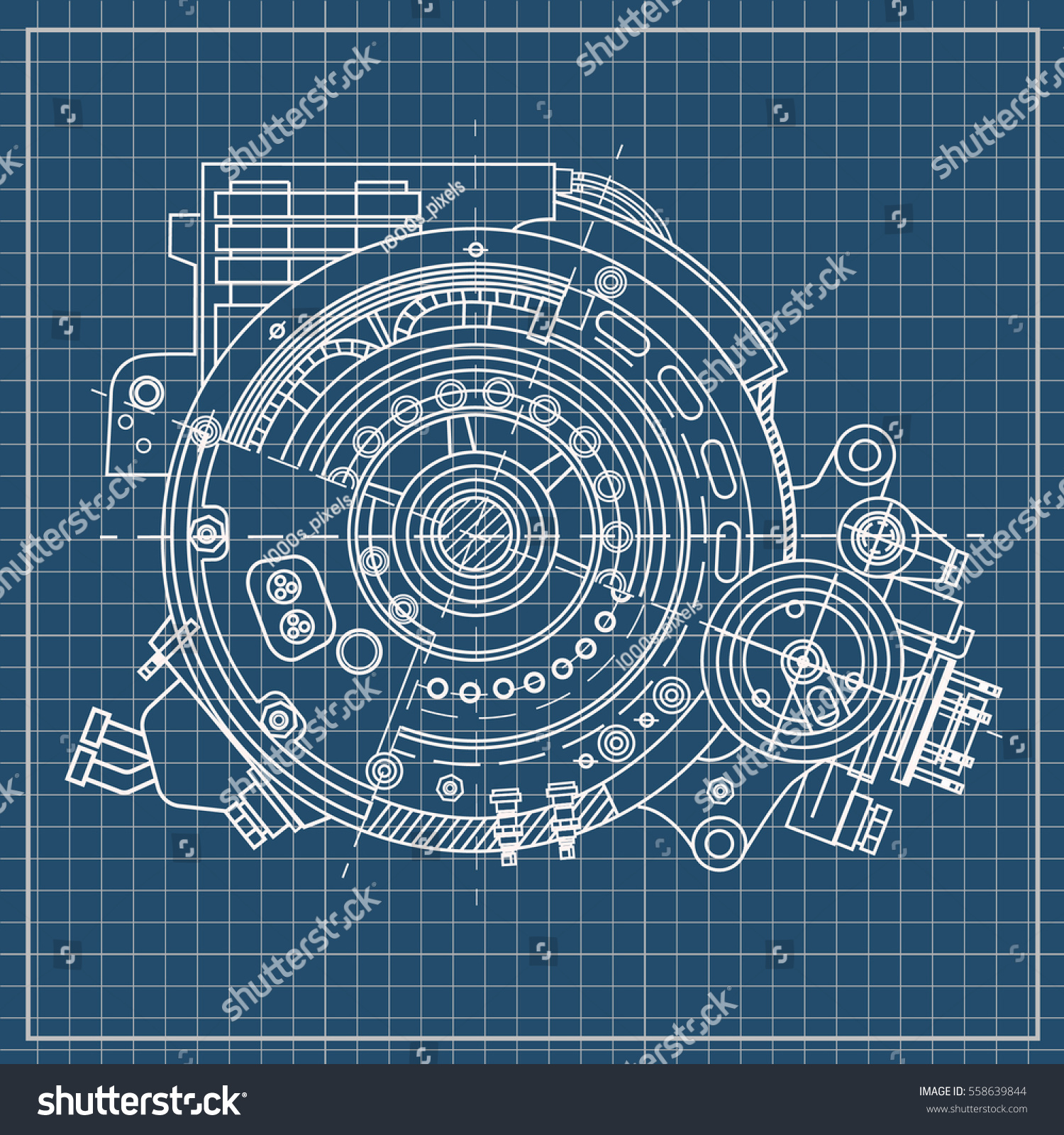 Drawing Electric Motor Section Representing Internal Stock Vector ...