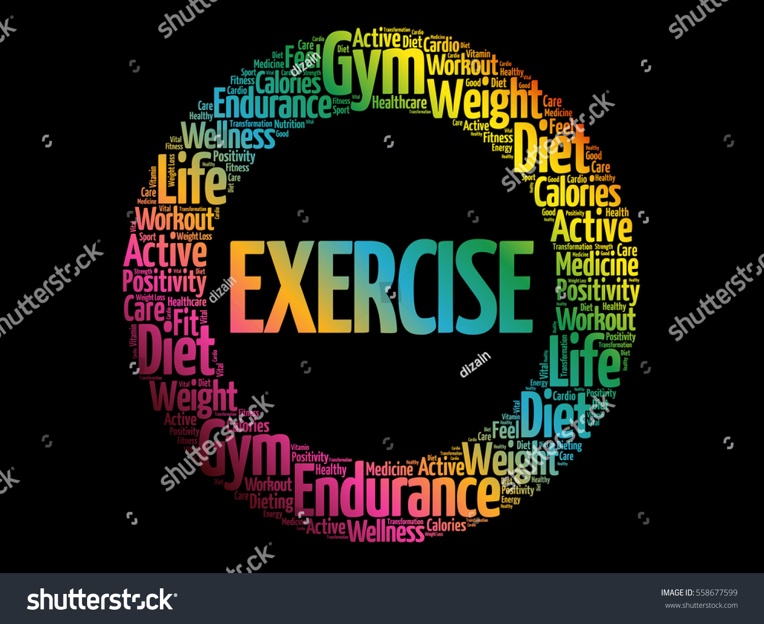 Exercise Word Cloud Collage Health Concept Stock Vector (Royalty Free ...